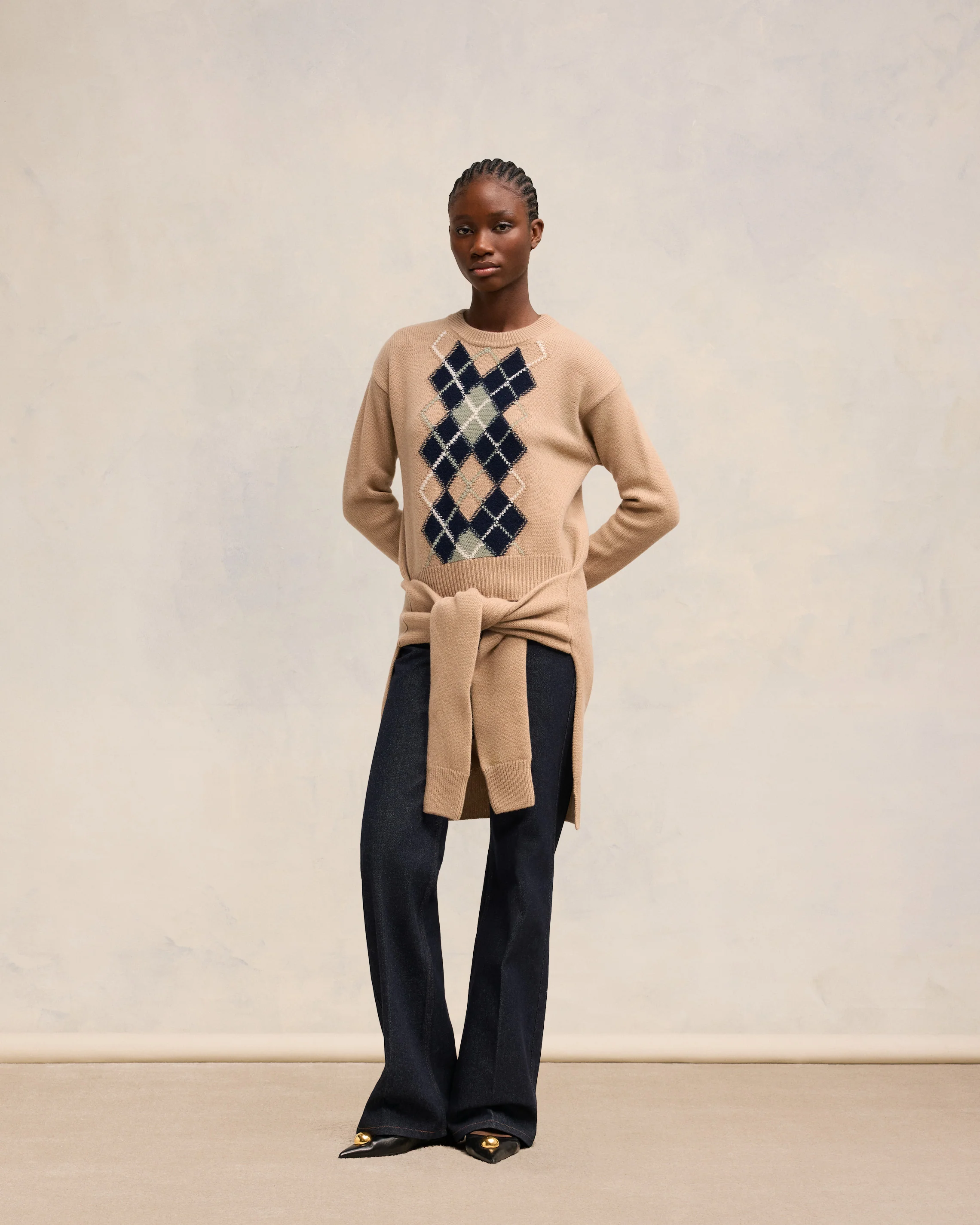 Argyle Double Crewneck Sweater