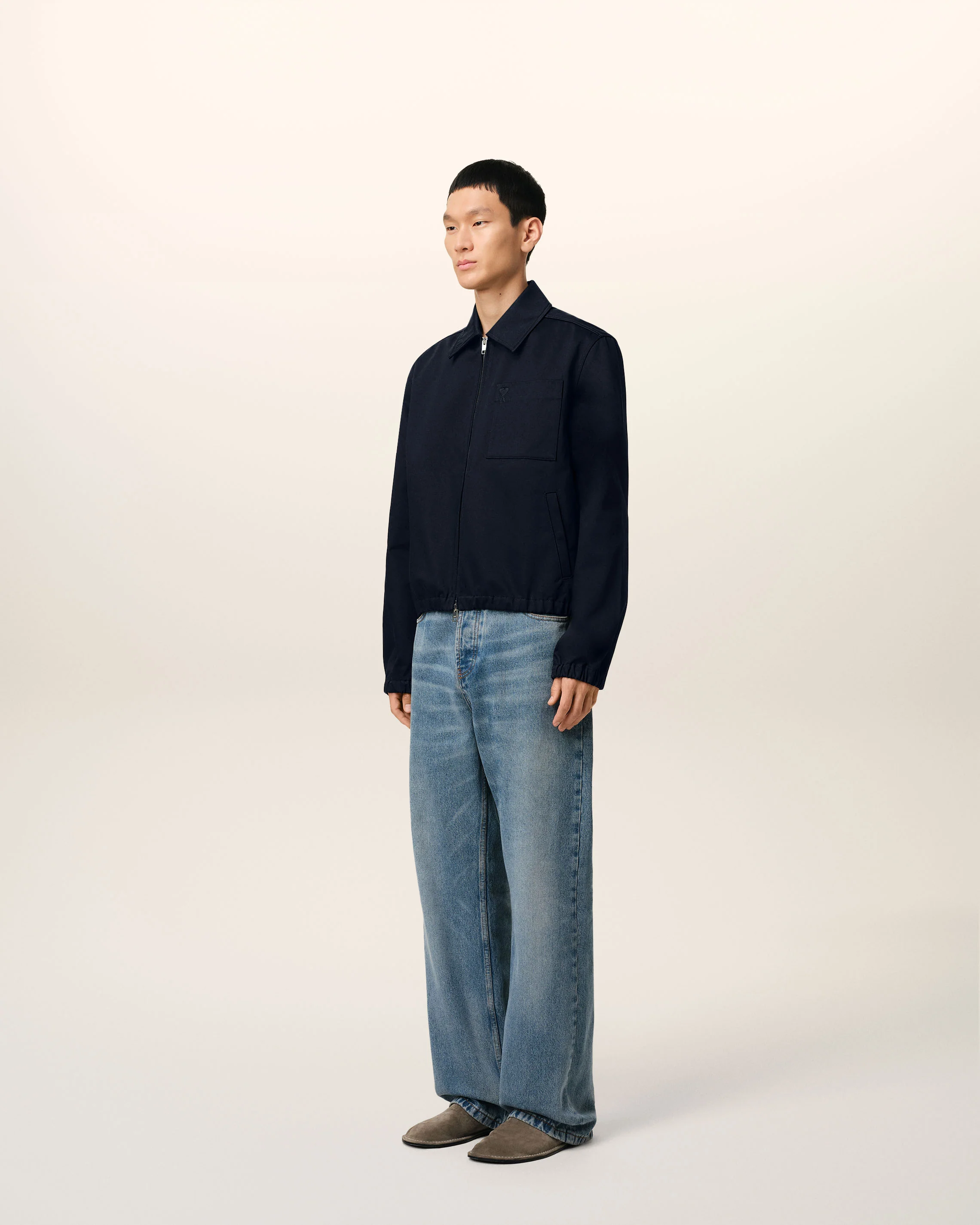 Navy Cotton Ami de Coeur Zipped Jacket