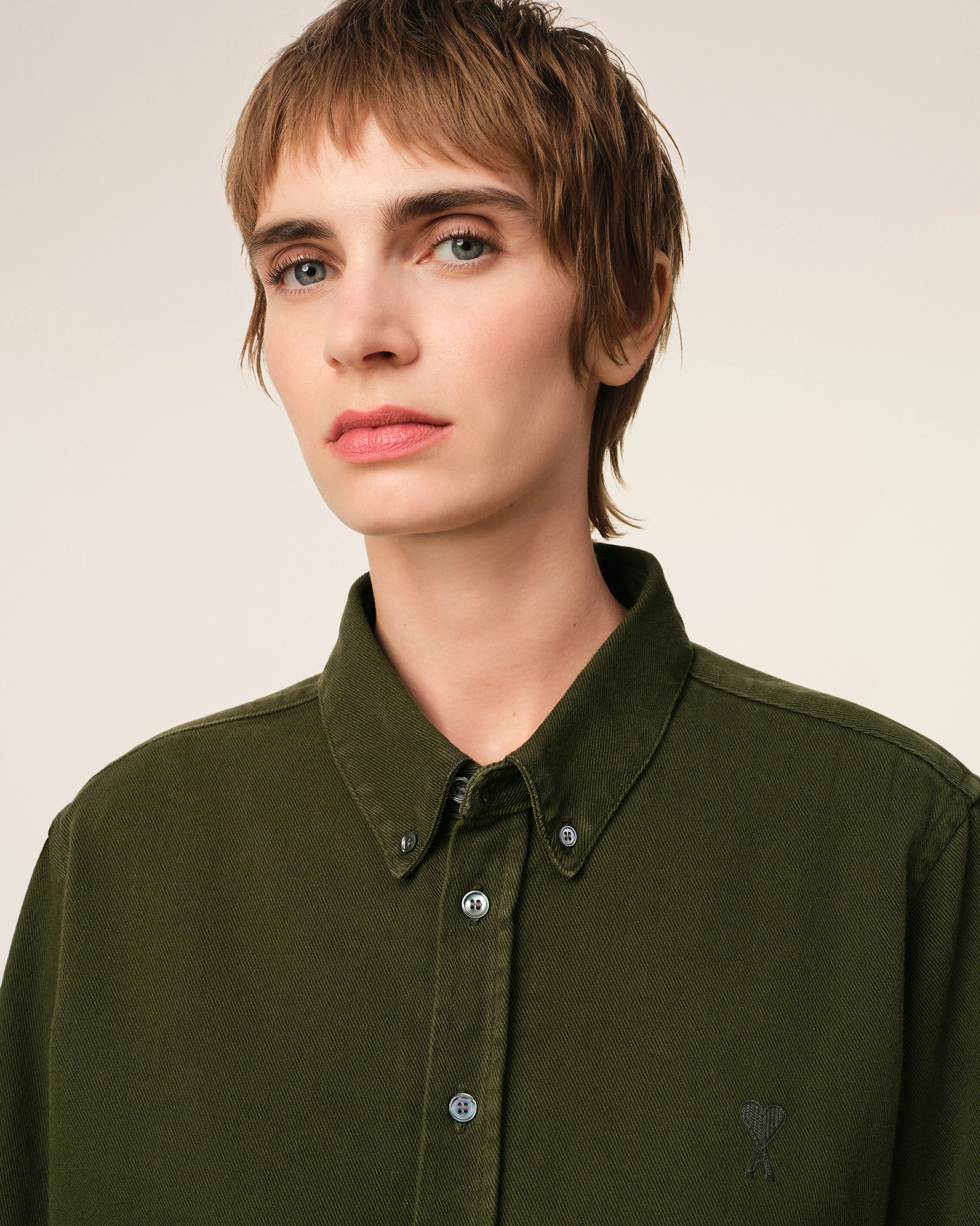 Green Cotton Button-Down Ami de Coeur Shirt