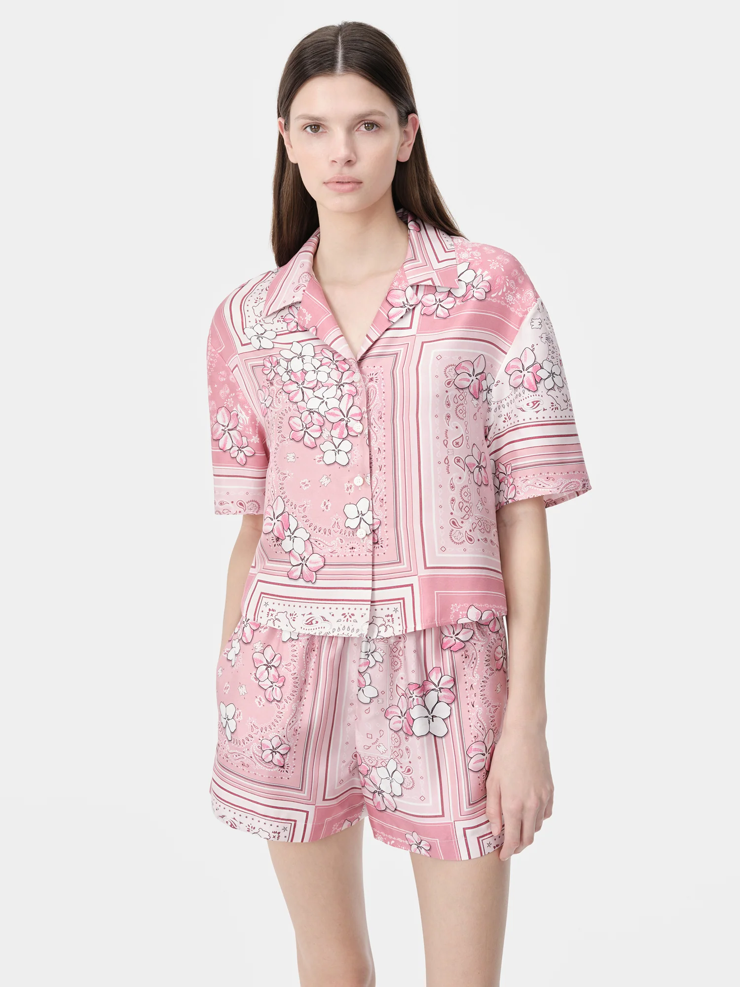 WOMEN - WOMEN'S BANDANA FLORAL SHIRT - Flamingo Pink