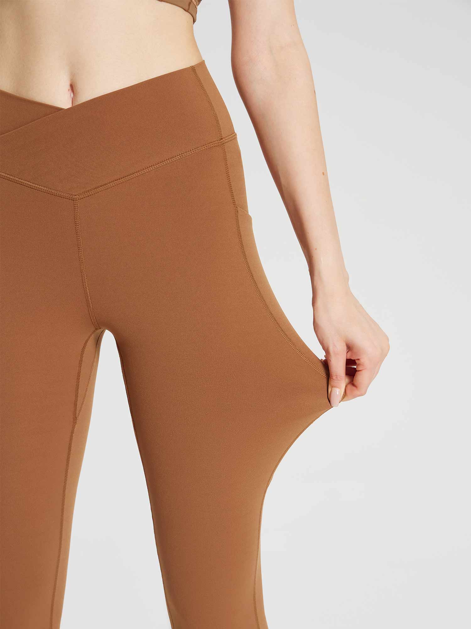 Lycra Cross-Waist Zippered Flared Pants