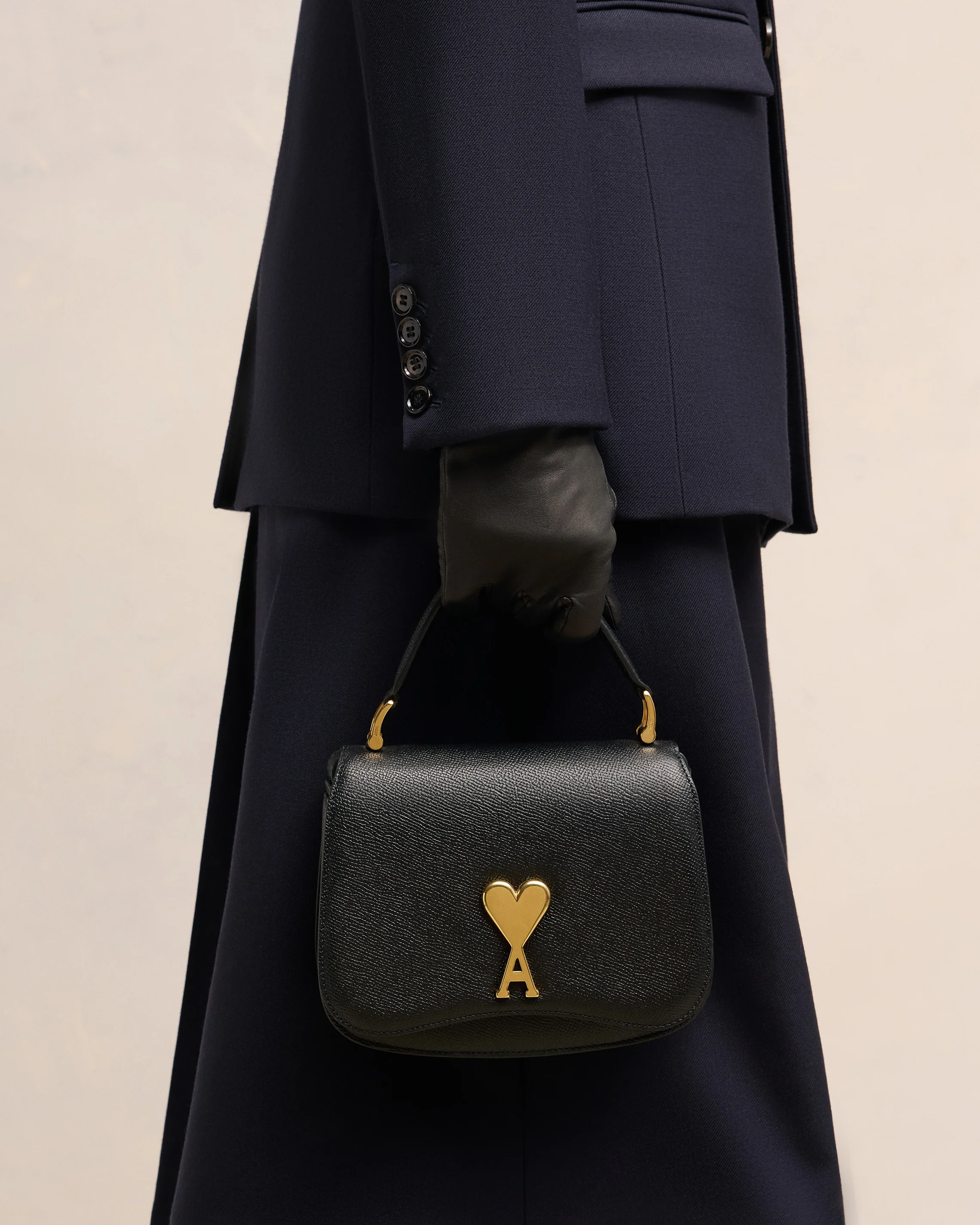 Black Leather Top Handle Paris Paris Bag