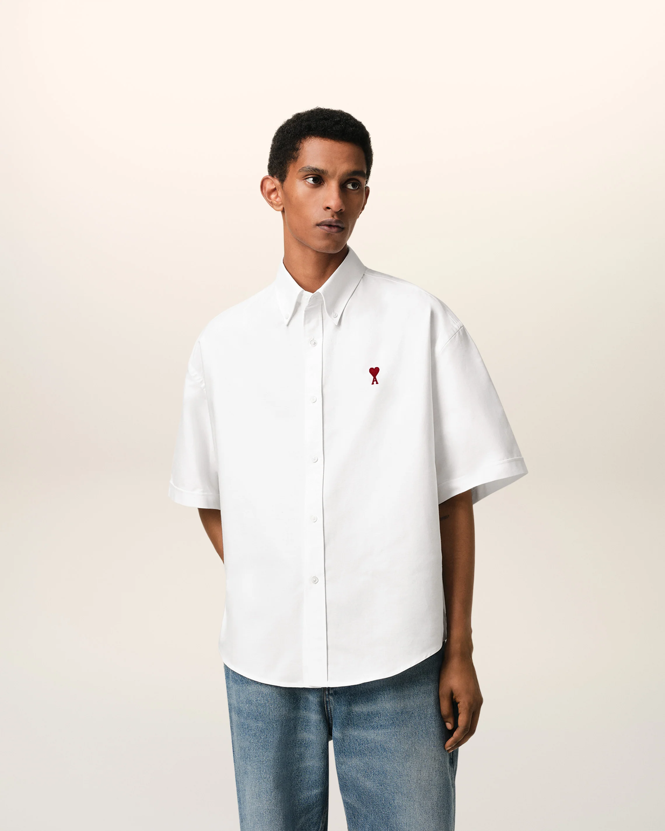 White Cotton Boxy Fit Short Sleeves Shirt