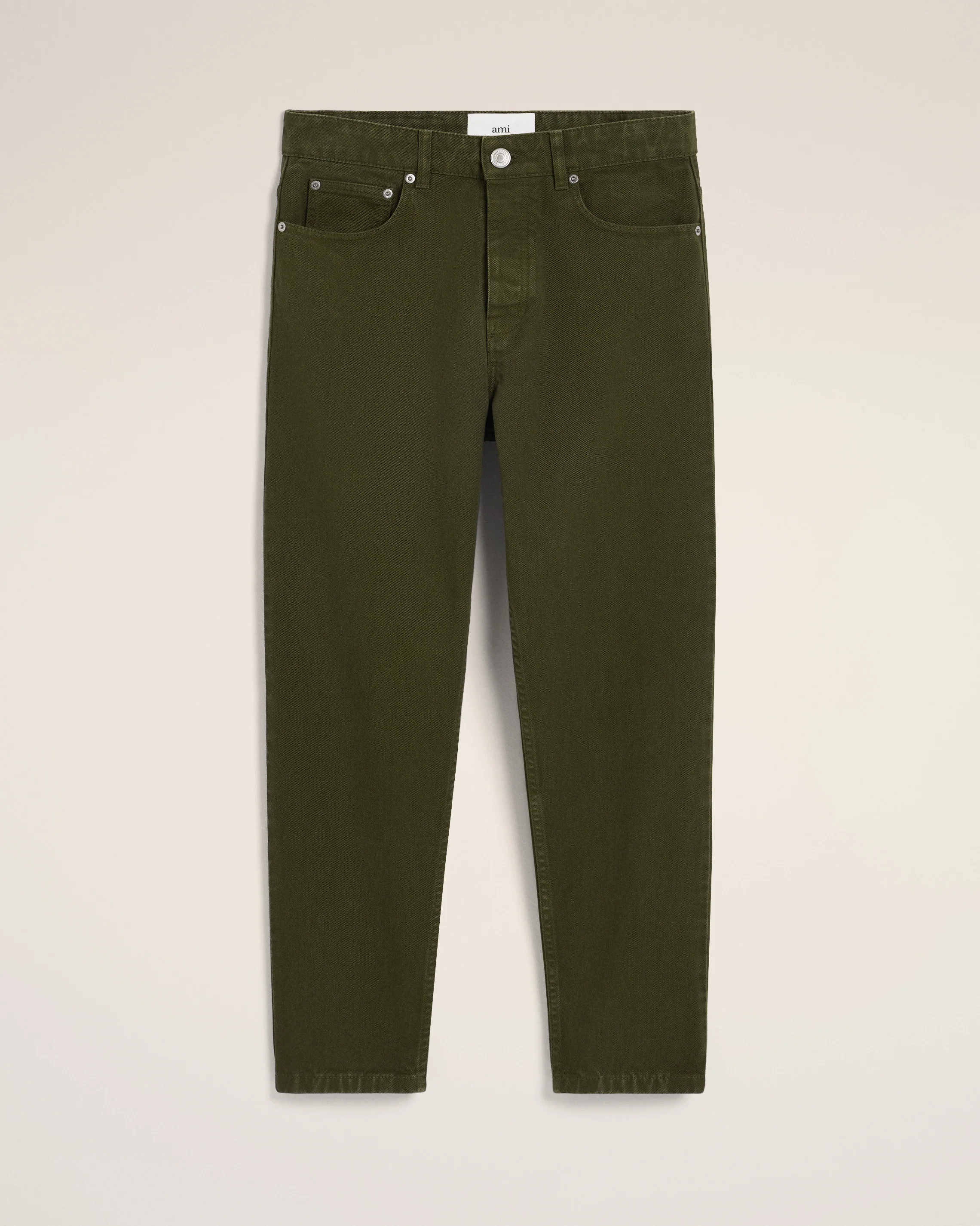Green Cotton Tapered Fit Jeans