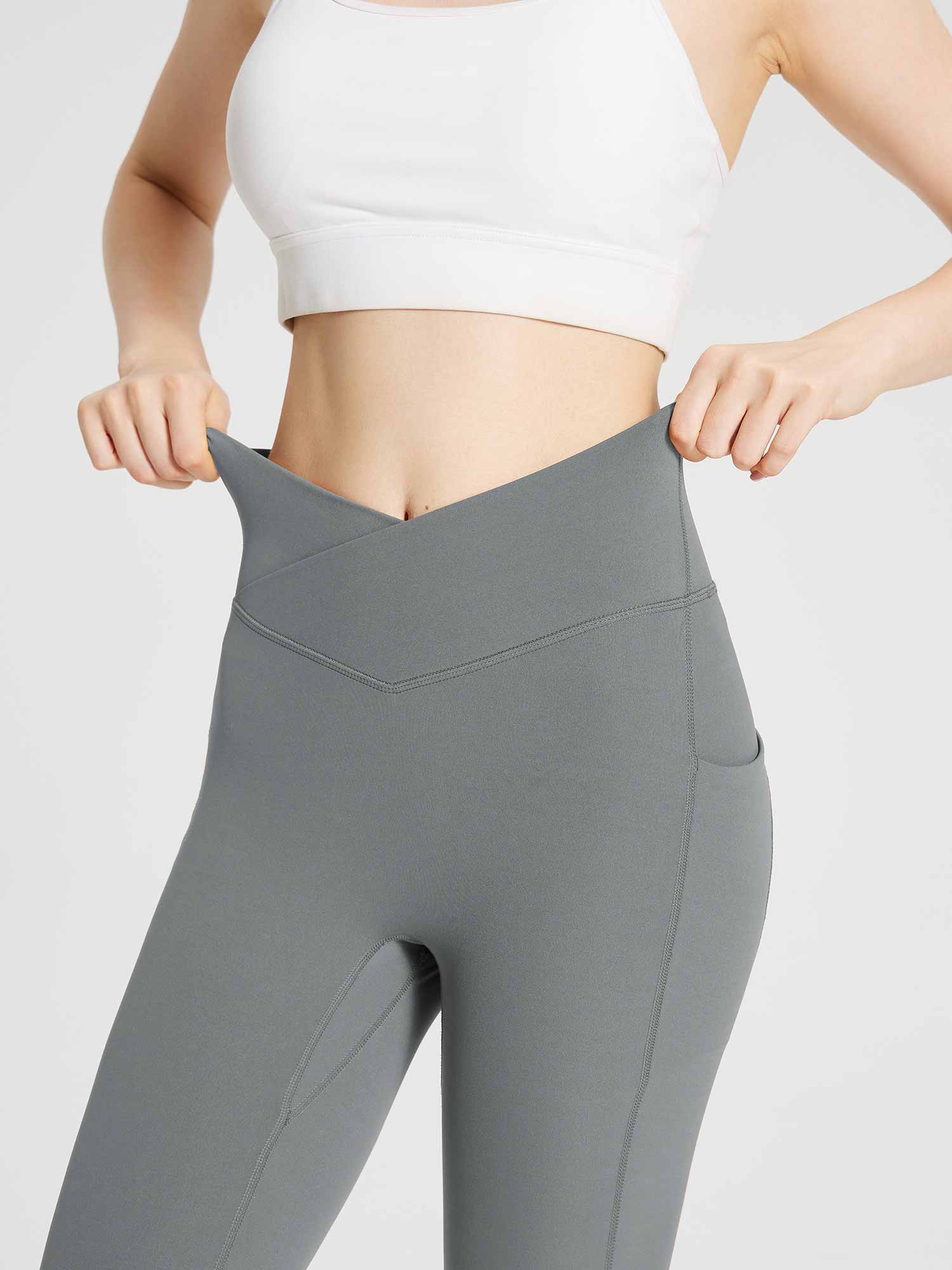 Lycra Cross-Waist High-Rise Leggings