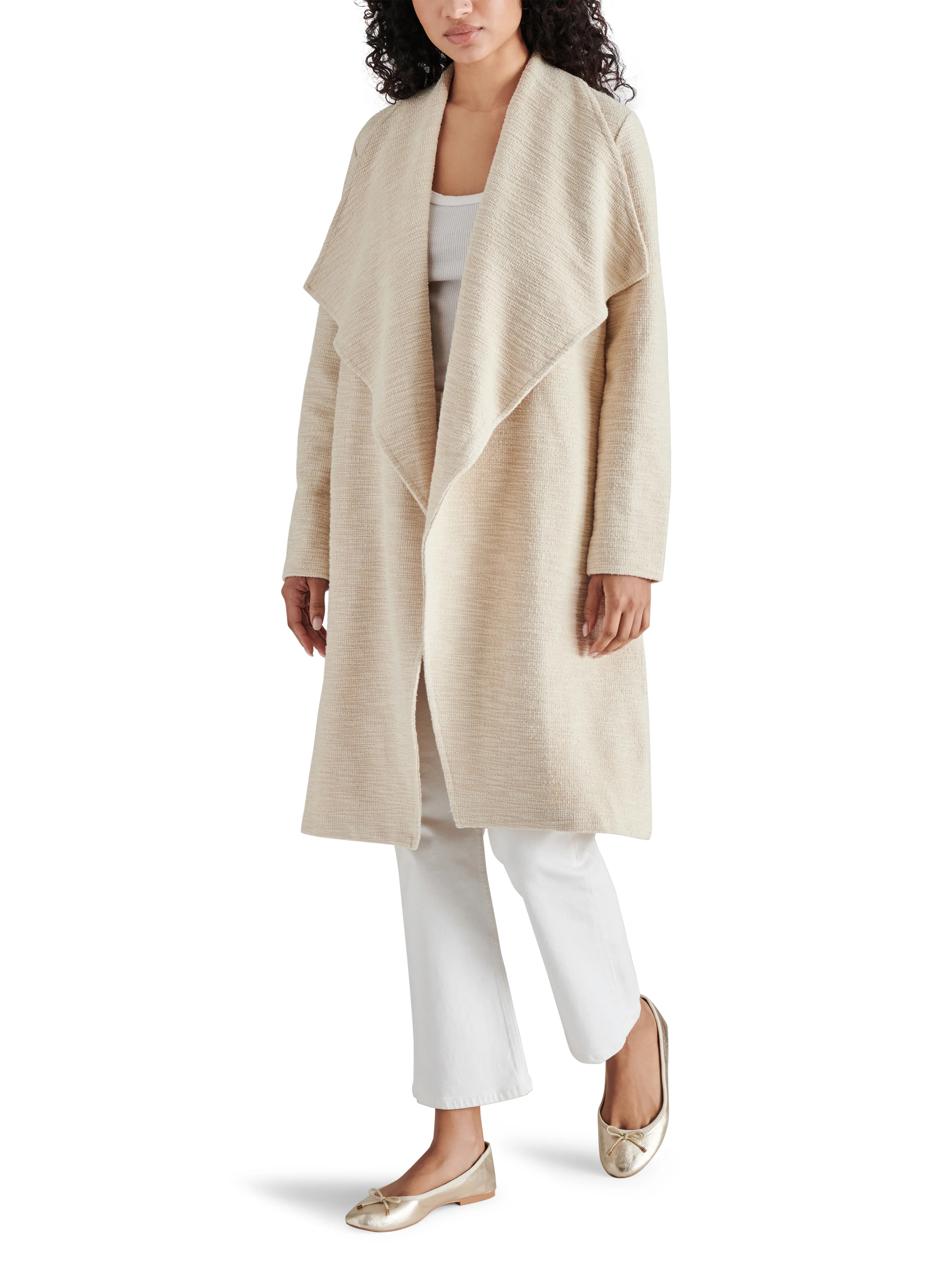 DRAPE FRONT SLUB KNIT JACKET IVORY