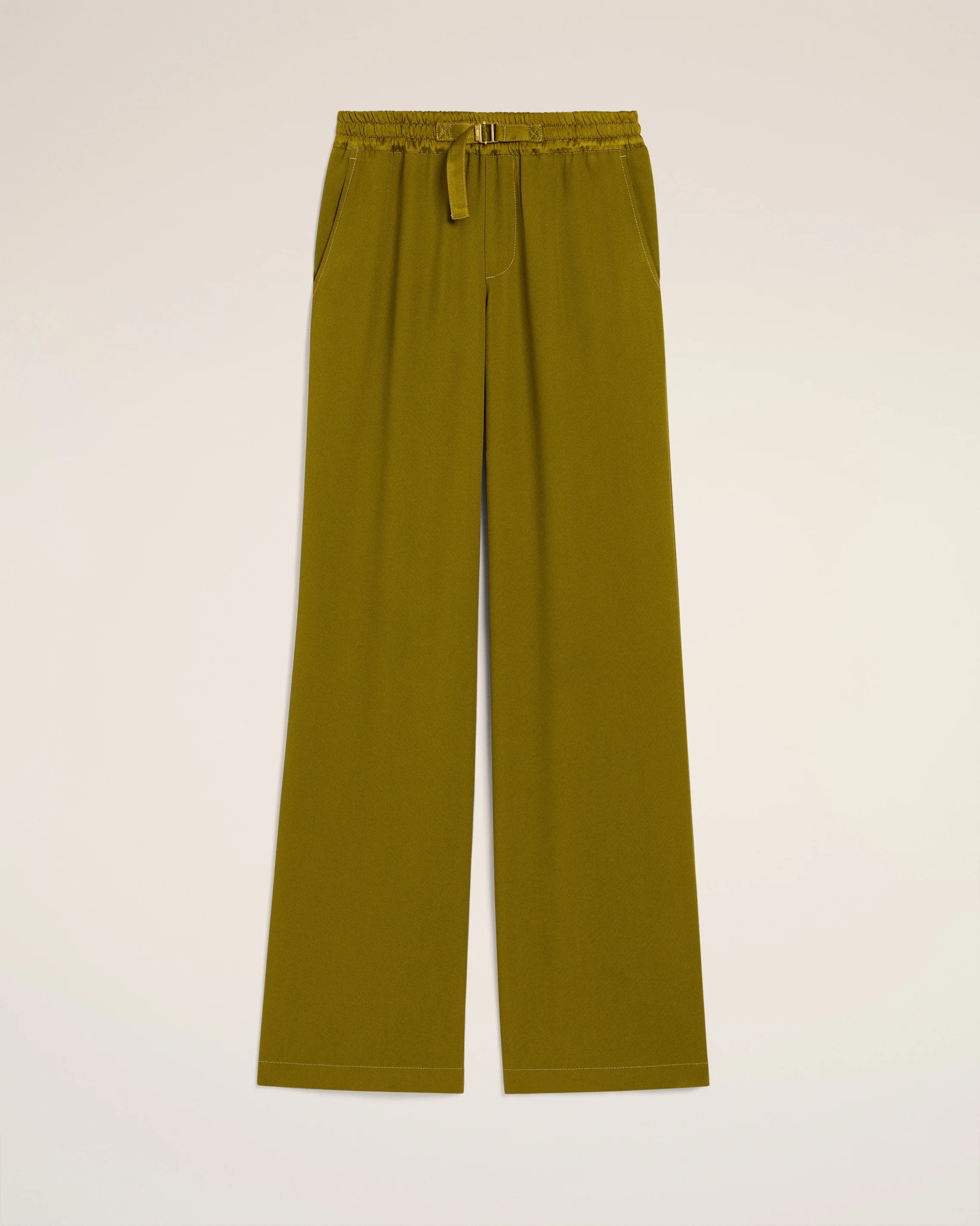 Khaki Flare Fit Elasticated Trousers