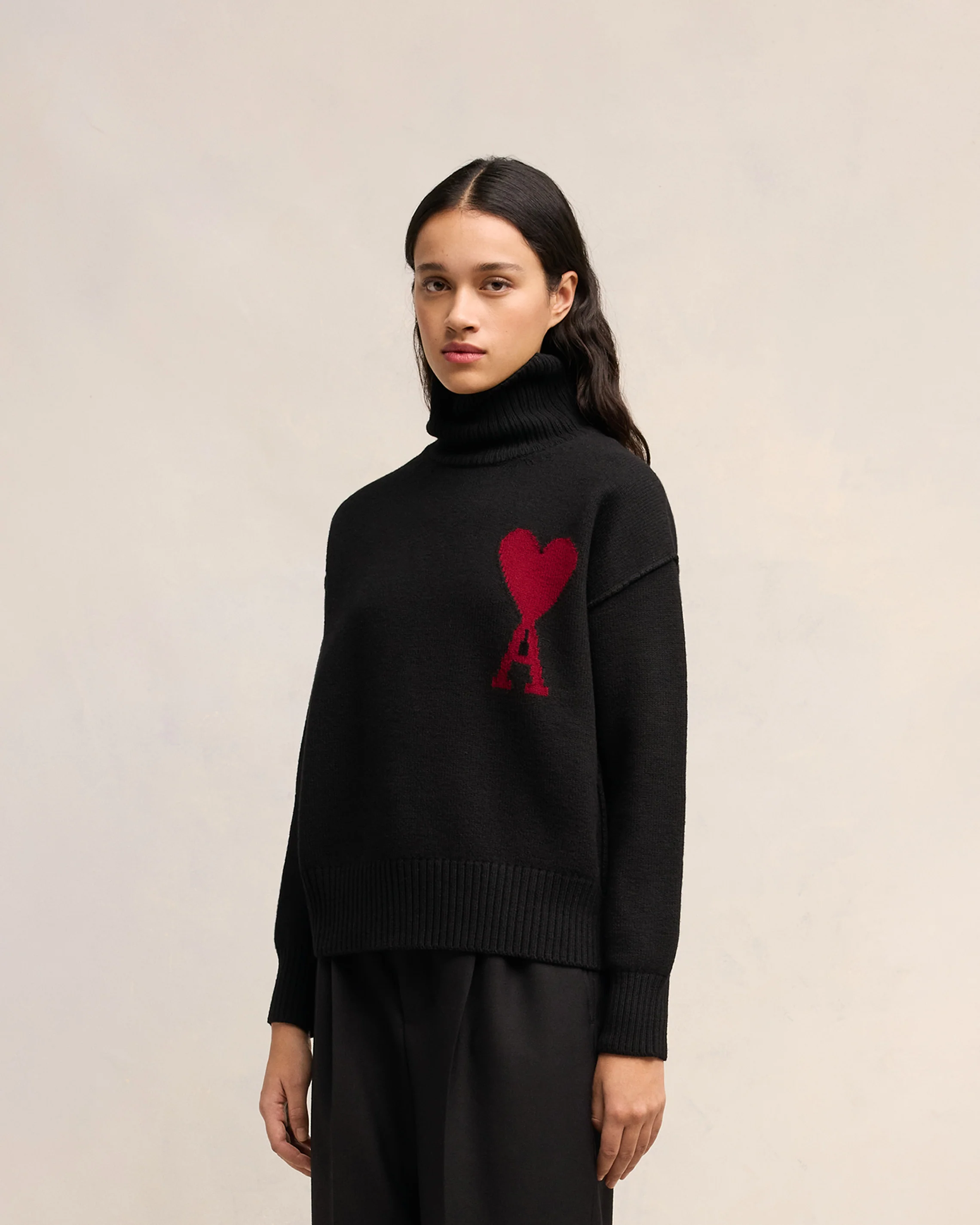 Black Wool Ami de Coeur Sweater