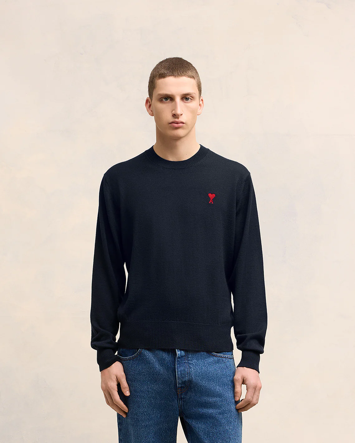 Ami de Coeur Embroidery Crew Neck Sweater