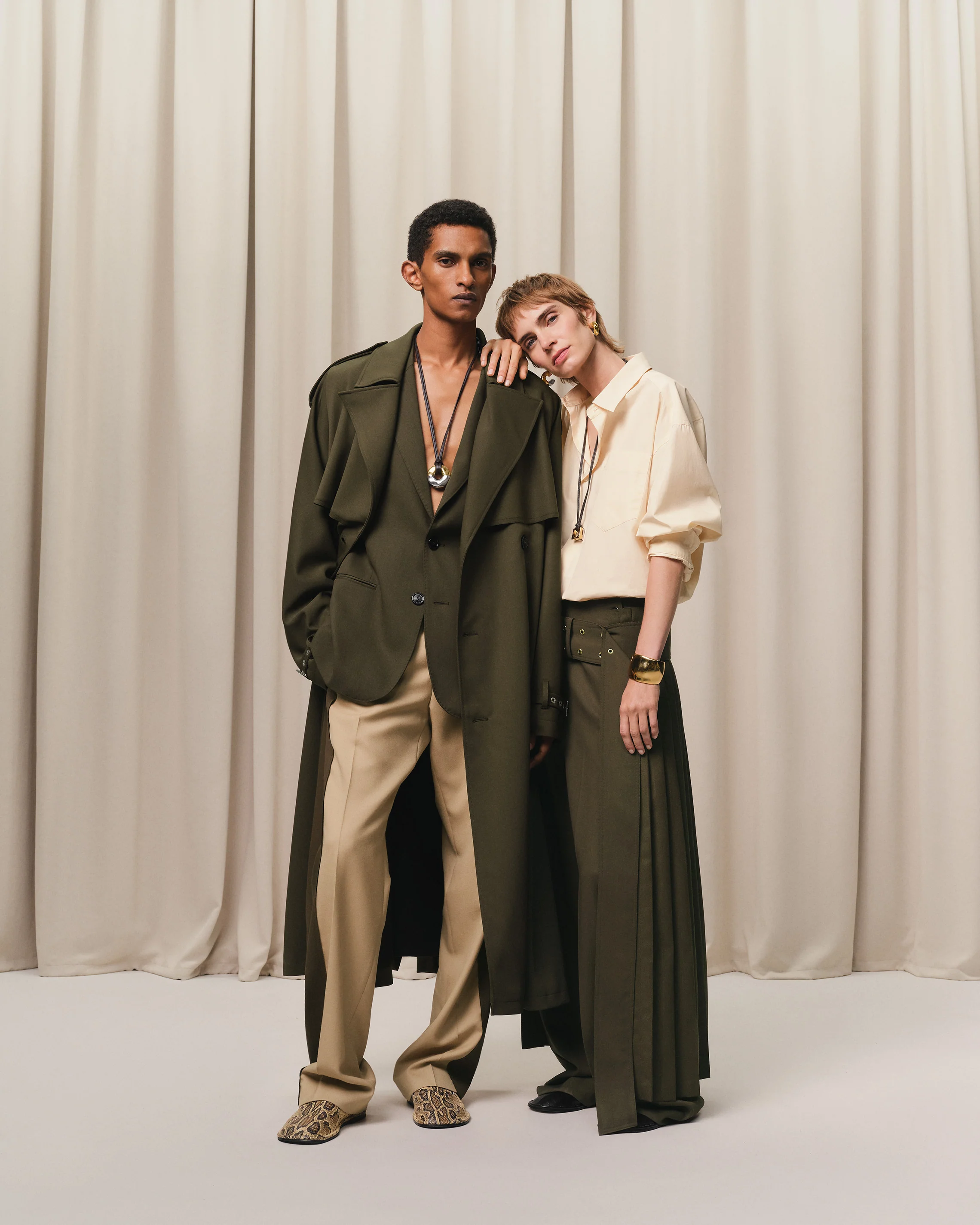 Green Wool Trench Coat