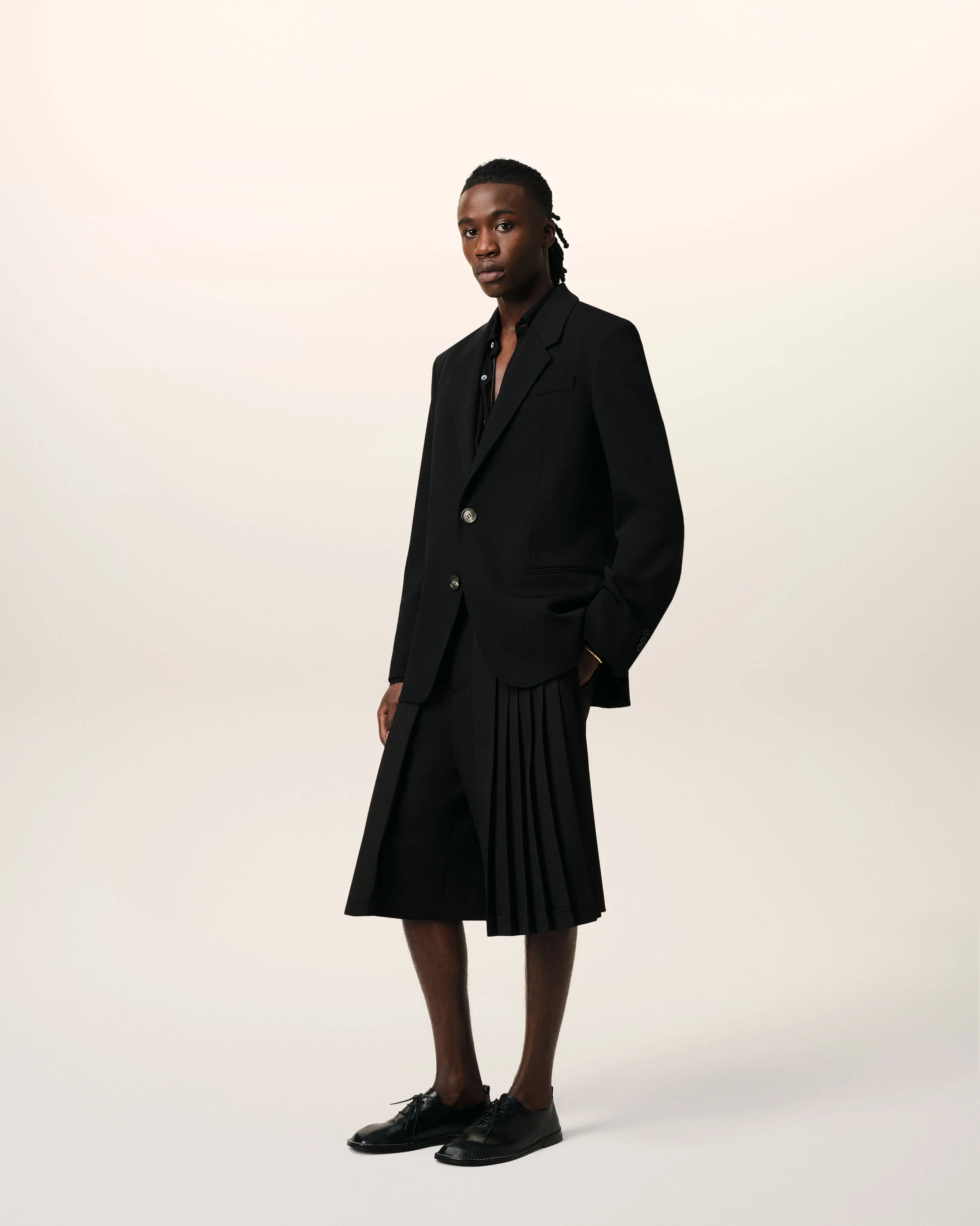 Black Wool Semi-Lined Jacket