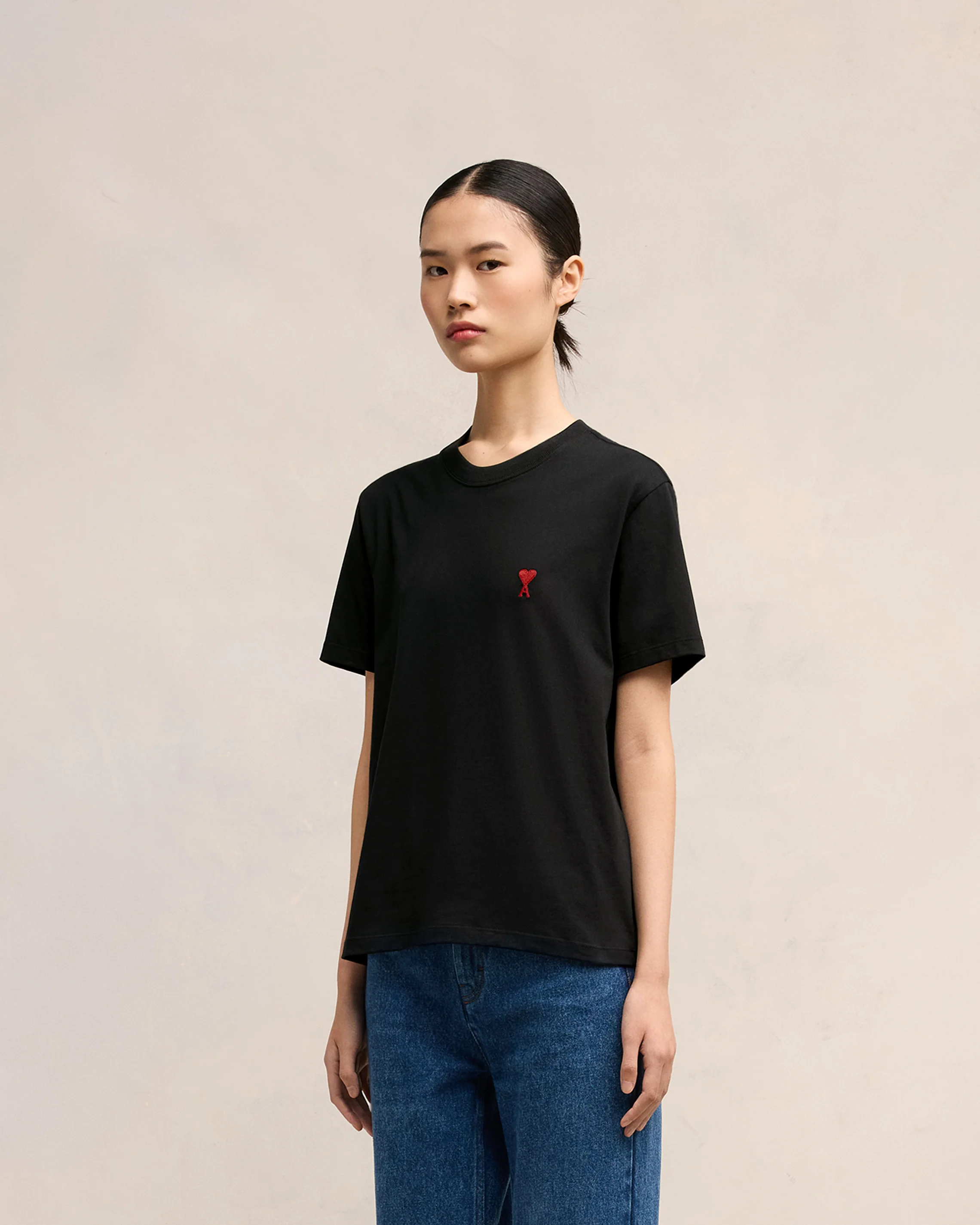 Black Cotton Ami de Coeur T-Shirt