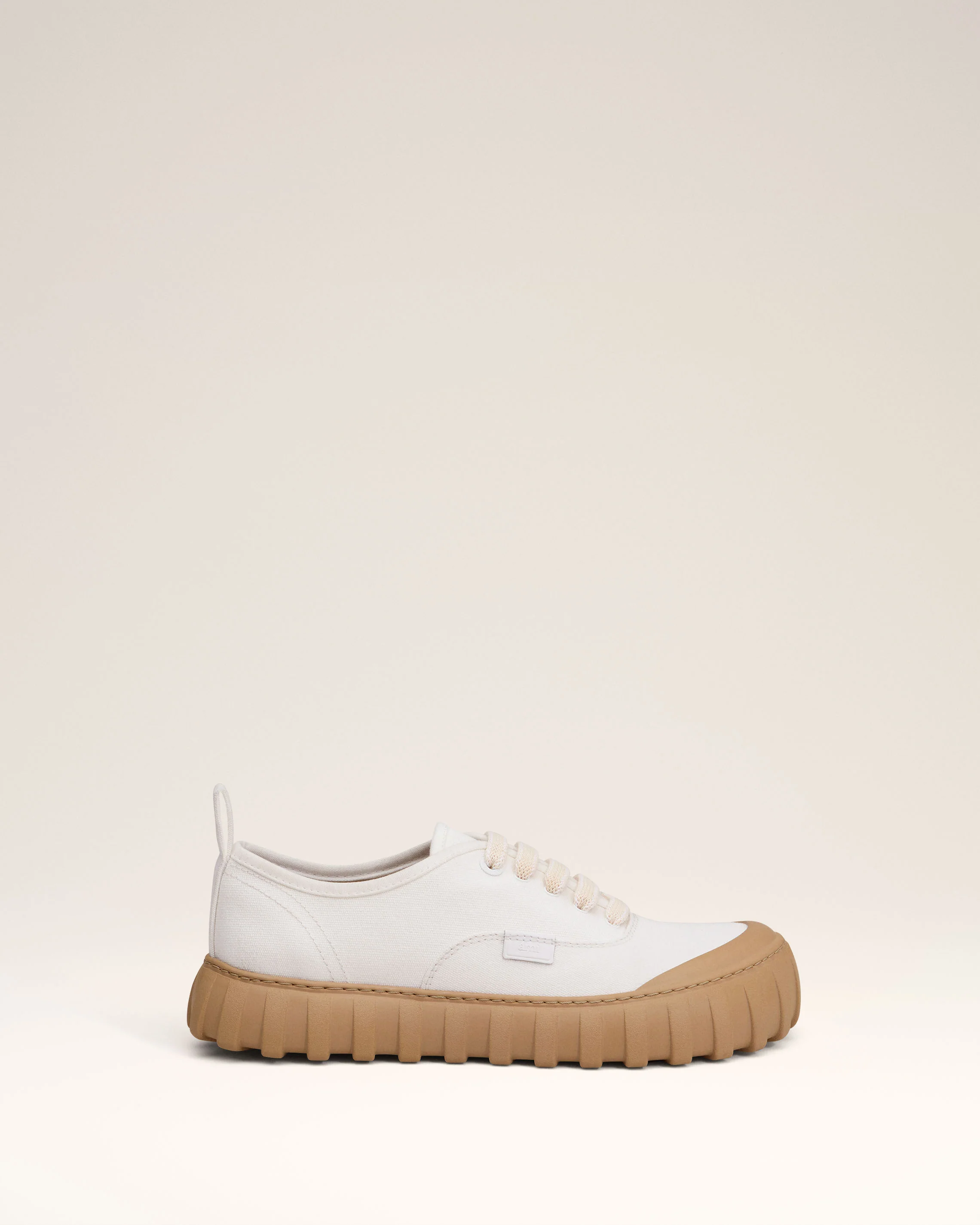 White Cotton Low Top Tempo Canvas Sneakers