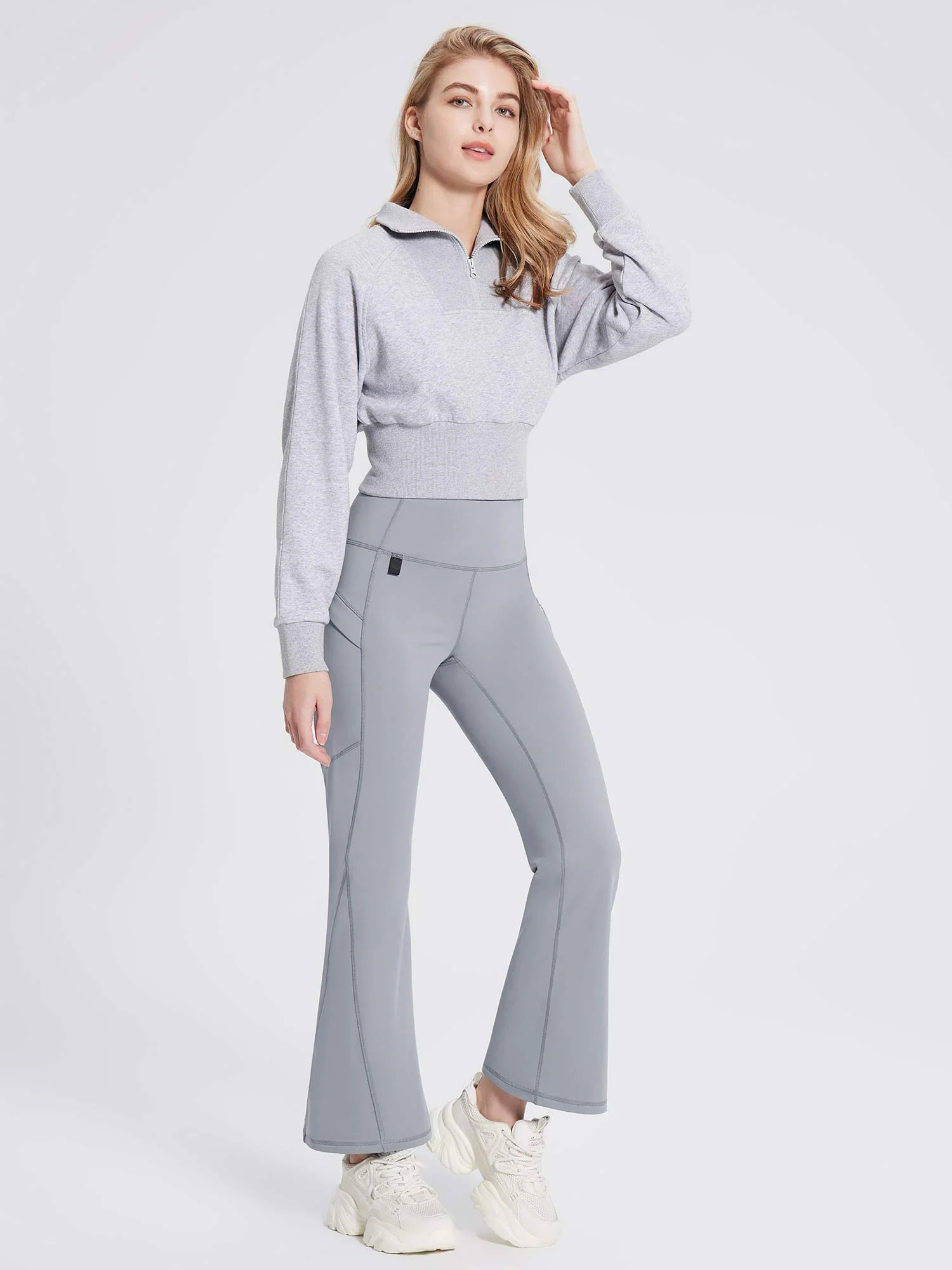 Laureate Fleece-Lined Zip Pocket Compression Flare Pants