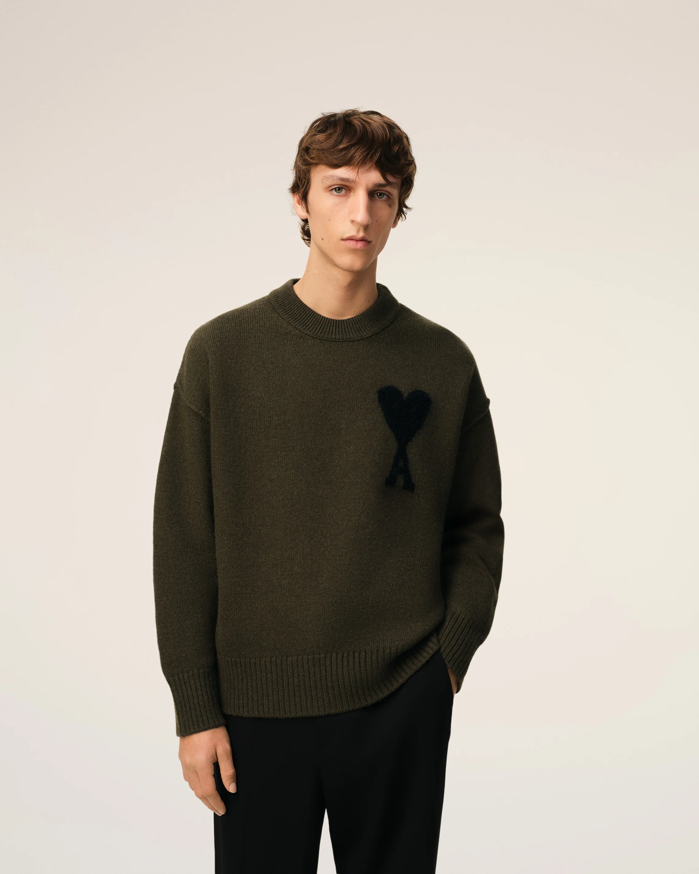 Khaki Wool Ami De Coeur Sweater