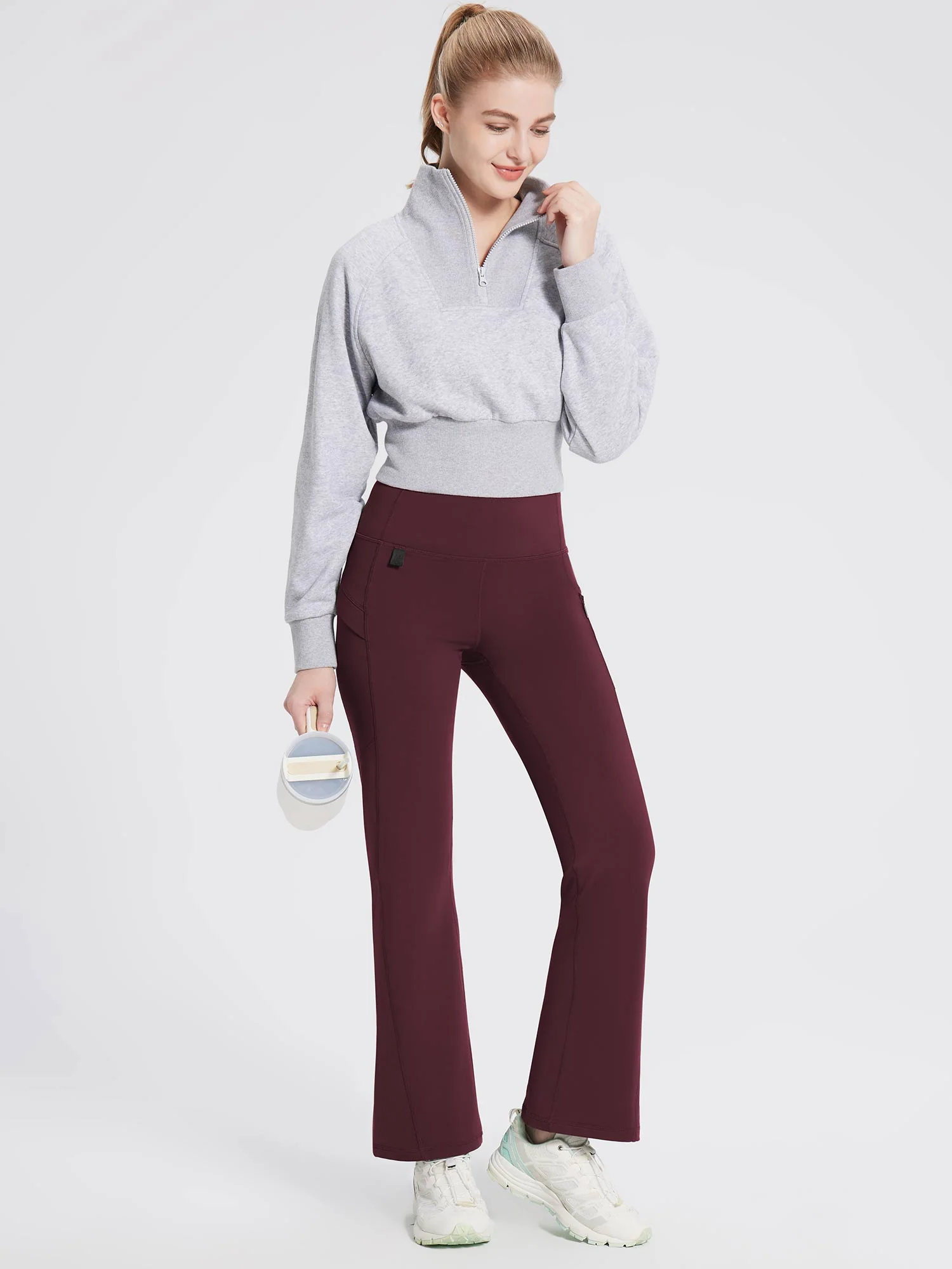 Laureate Fleece-Lined Zip Pocket Compression Flare Pants