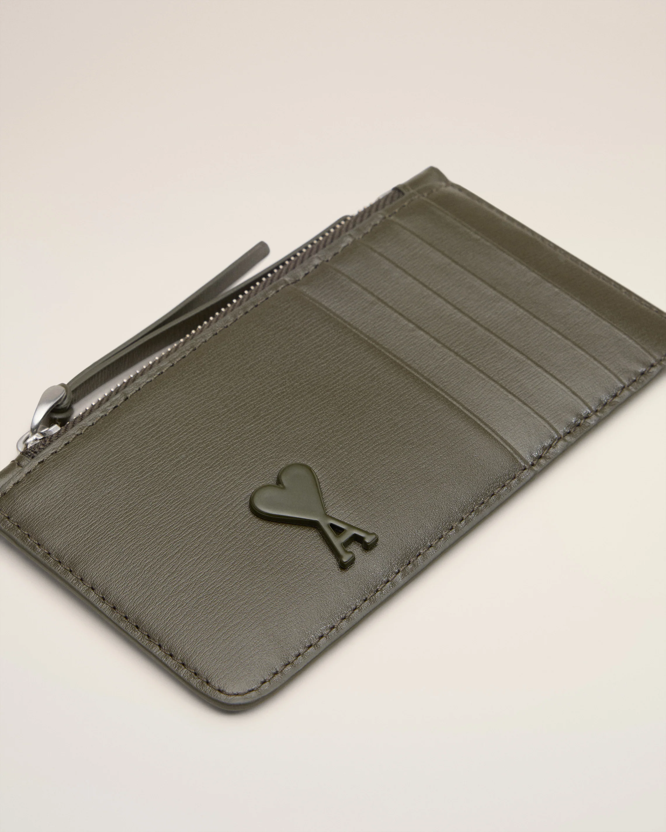 Green Leather Zipped Card Holder