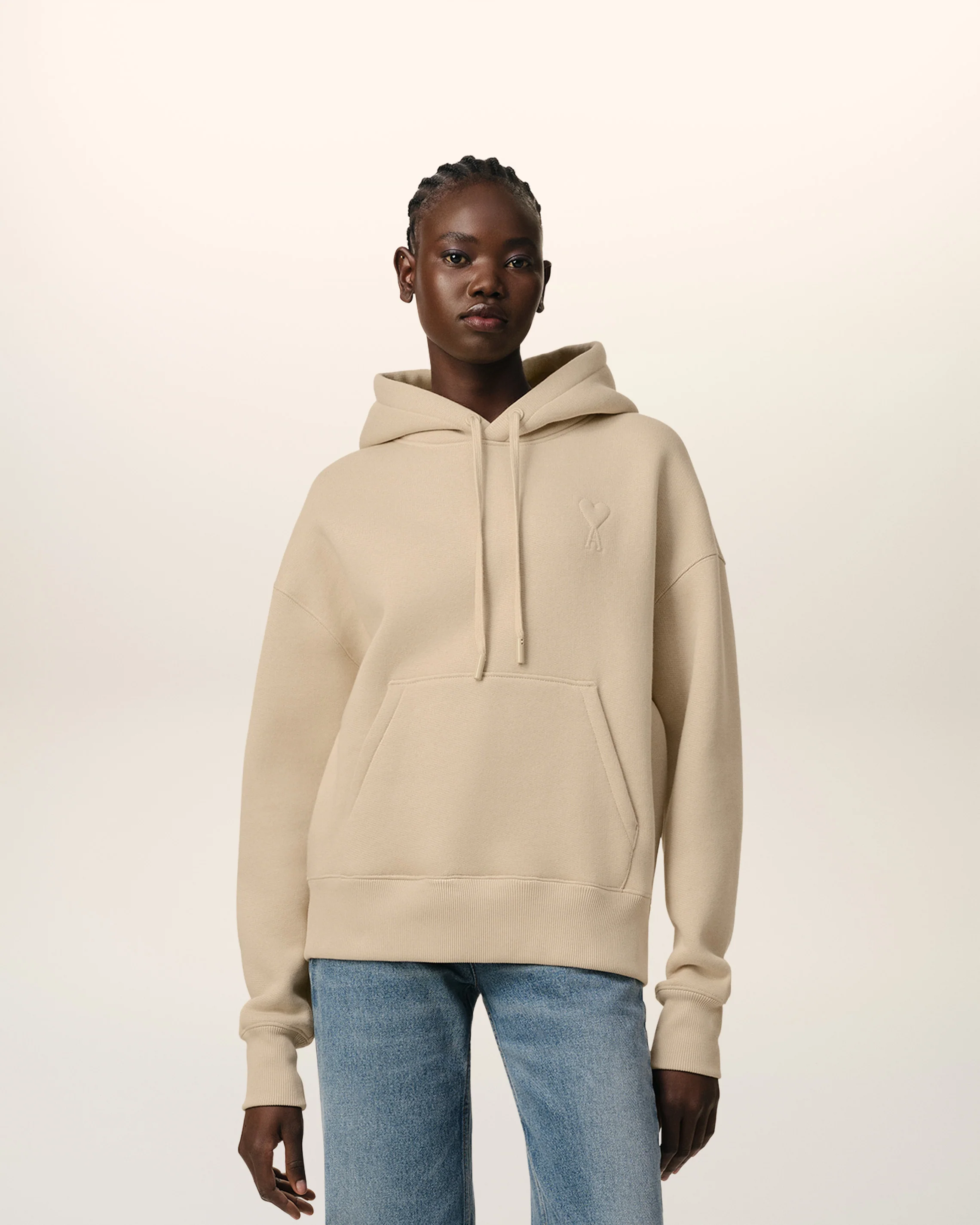 Beige Cotton Ami de Coeur Hoodie