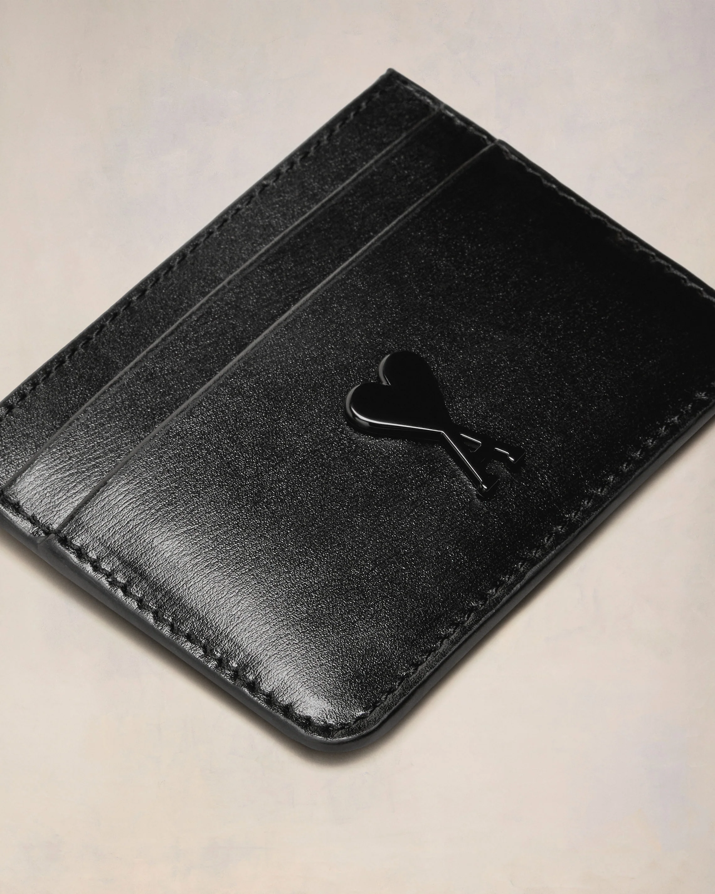 Black Leather Ami de Coeur Card Holder