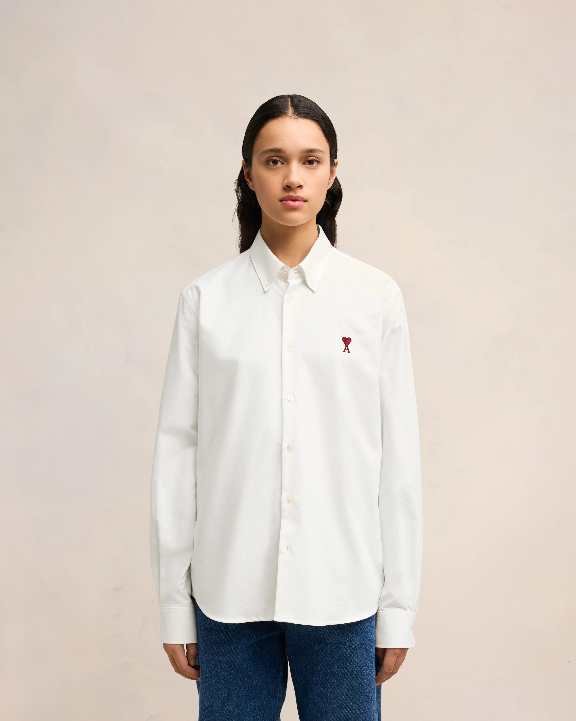 White Cotton Button-Down Ami de Coeur Shirt