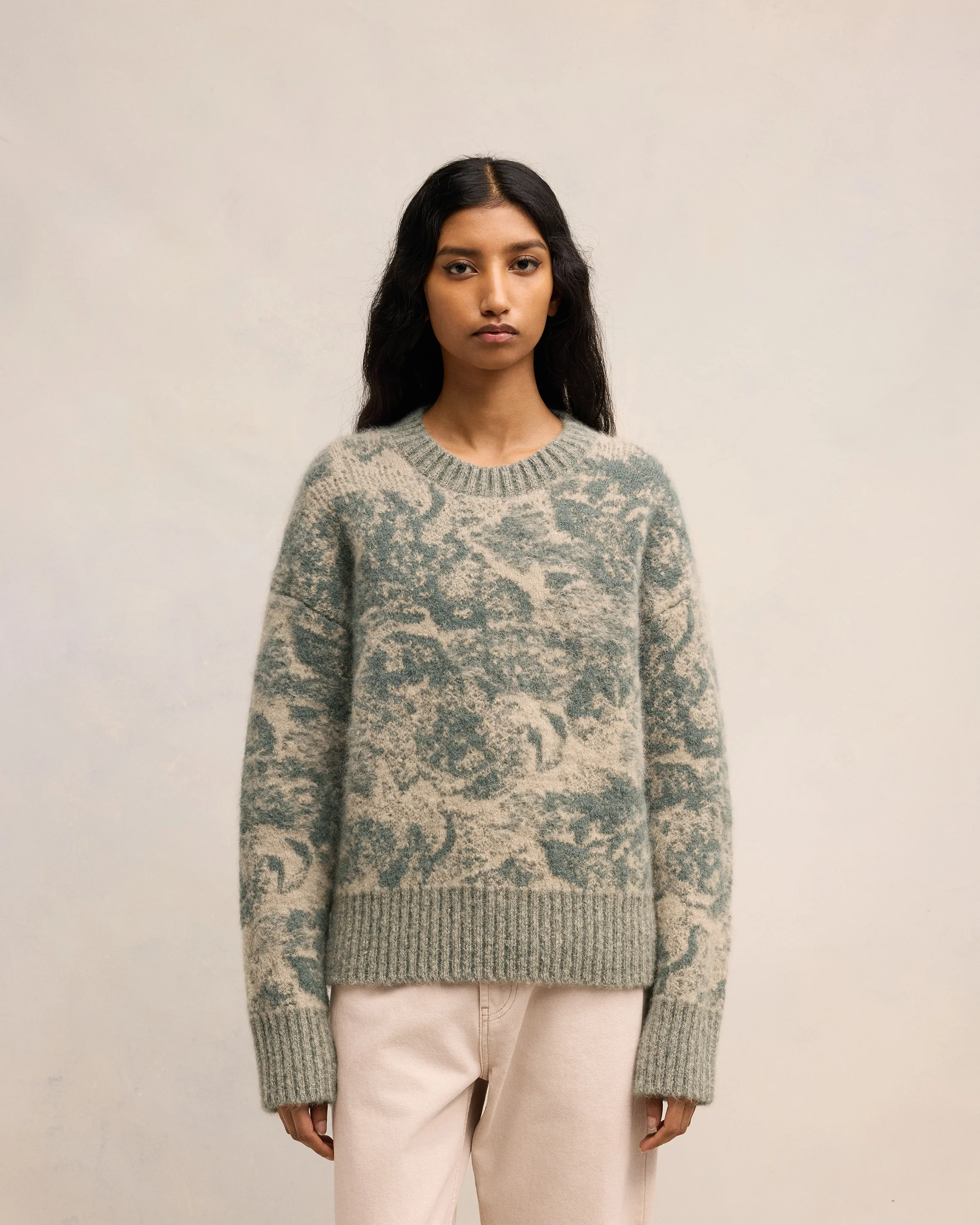Alpaca Mohair Jacquard Crewneck