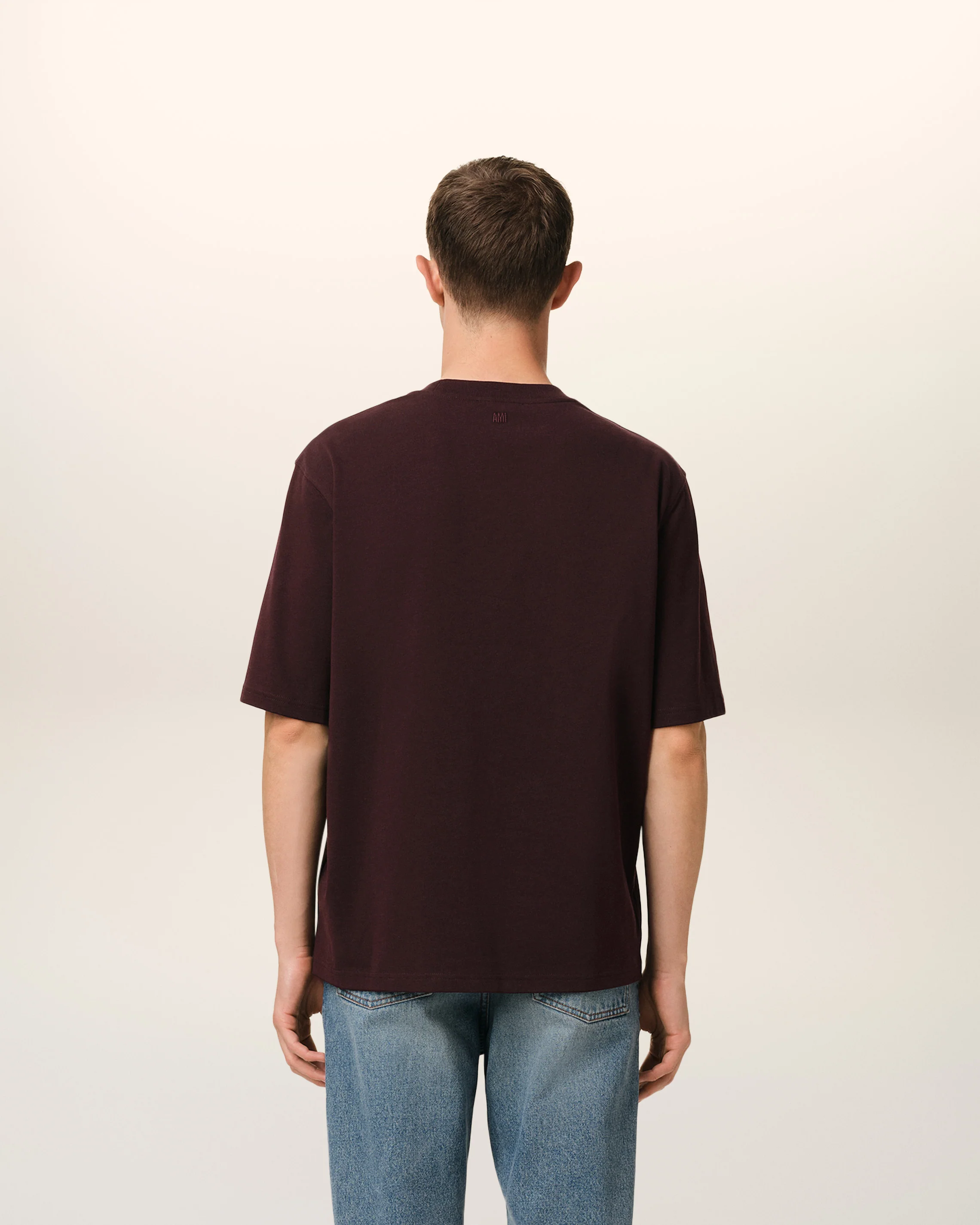 Burgundy Cotton Tonal Ami de Coeur T-Shirt