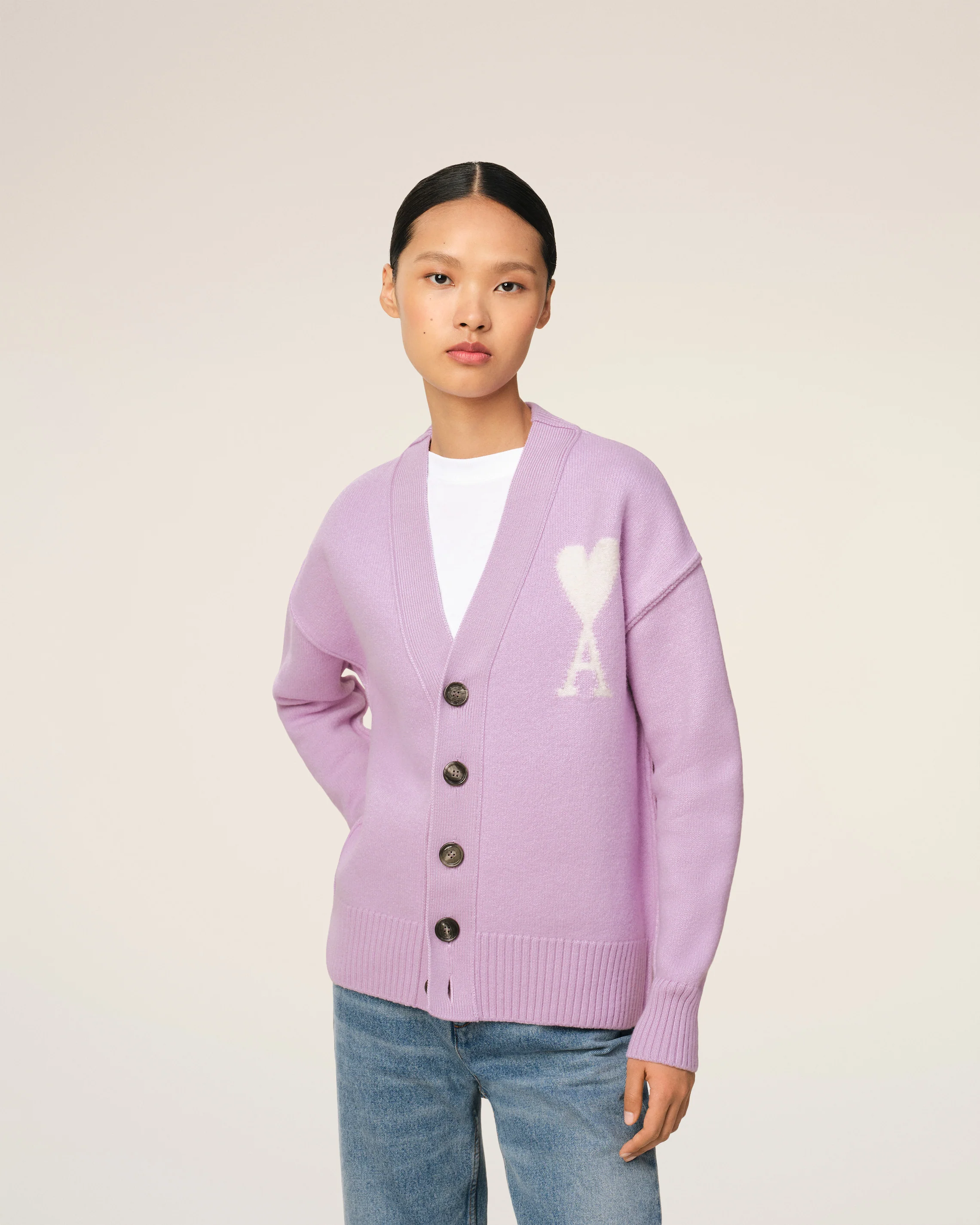 Purple Wool Ami de Coeur Cardigan