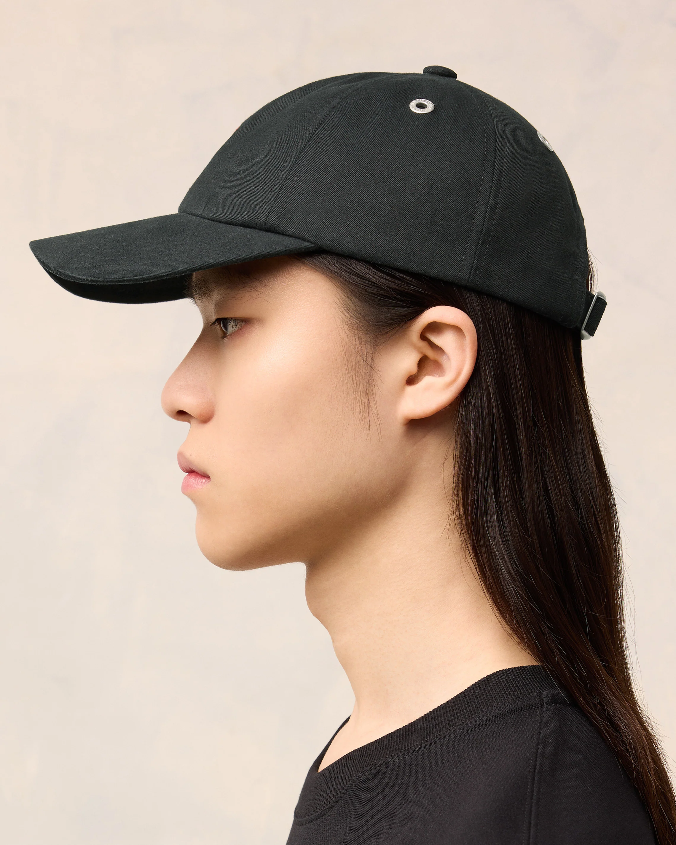 Black Cotton Ami de Coeur Embroidery Cap