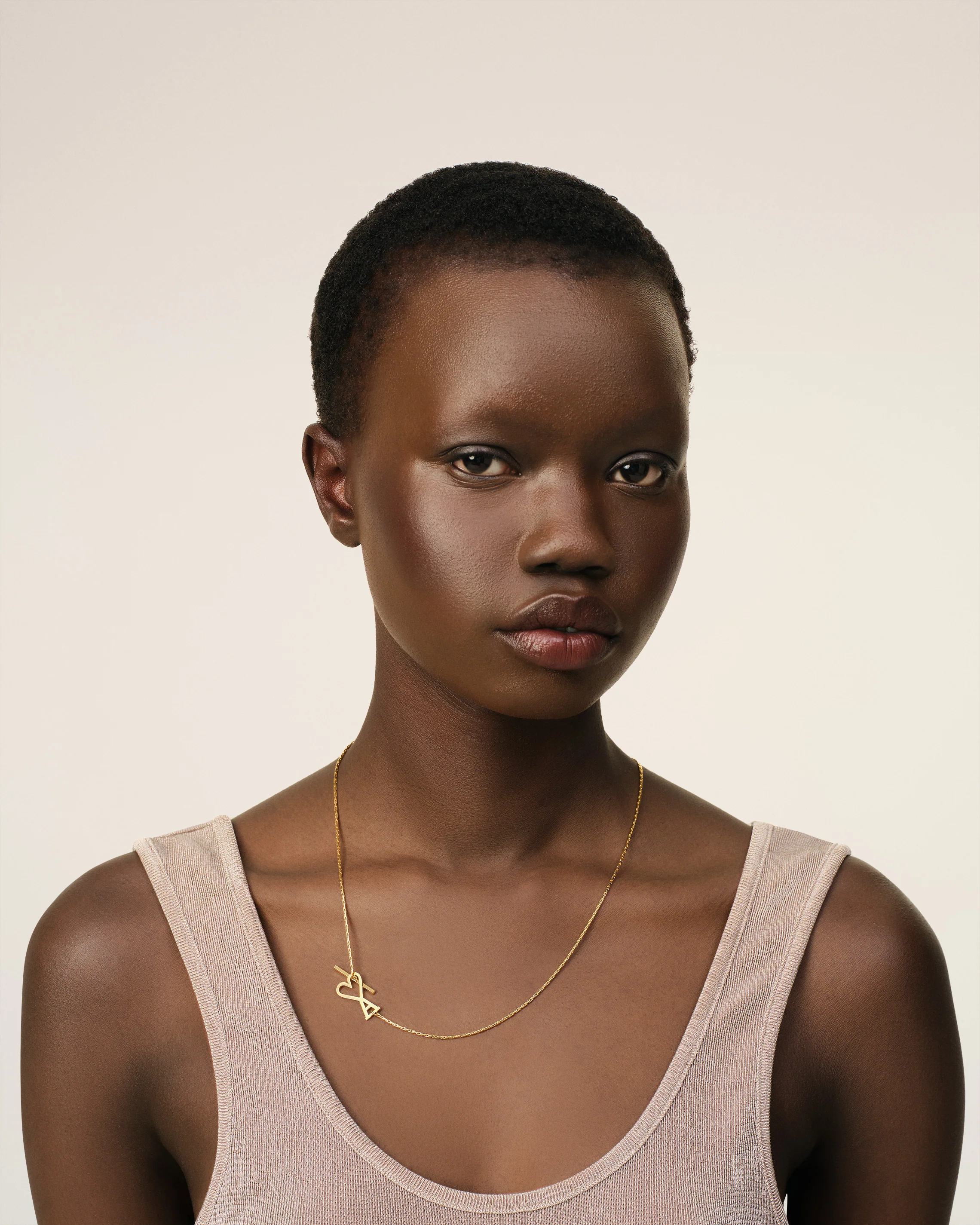 Gold Brass Ami de Coeur 2 In 1 Chain Necklace