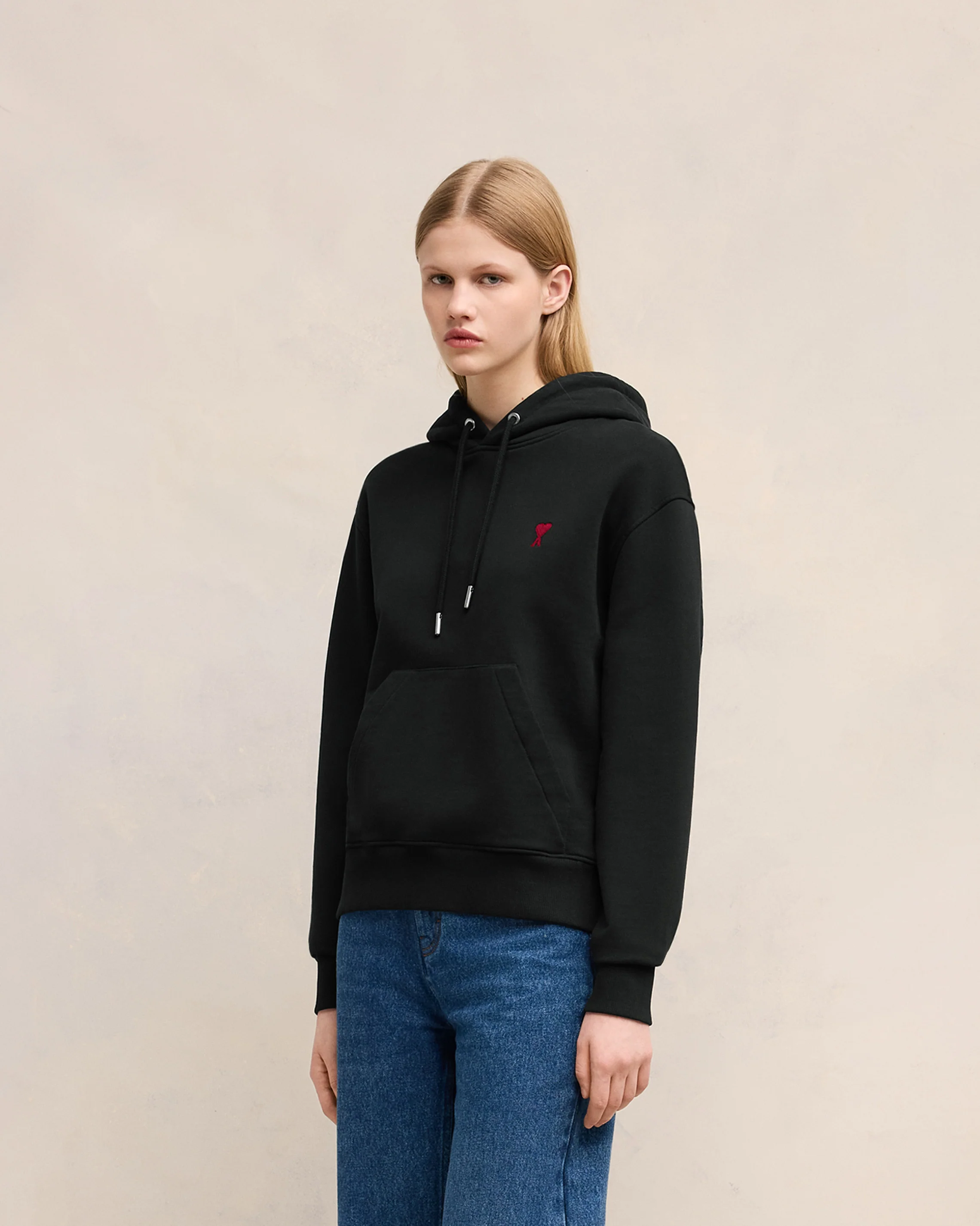 Black Cotton Ami de Coeur Hoodie