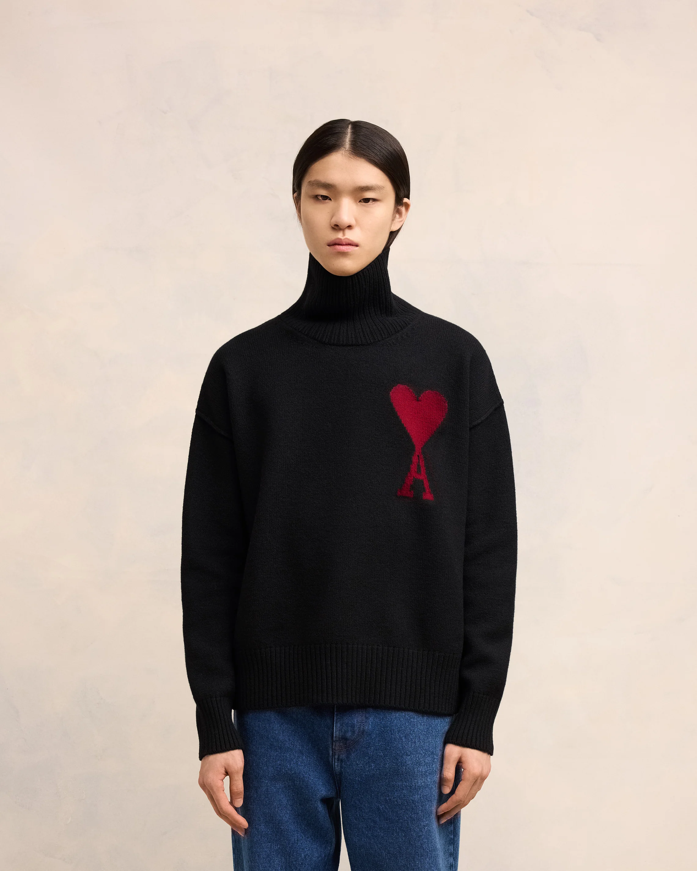 Black Wool Ami de Coeur Sweater