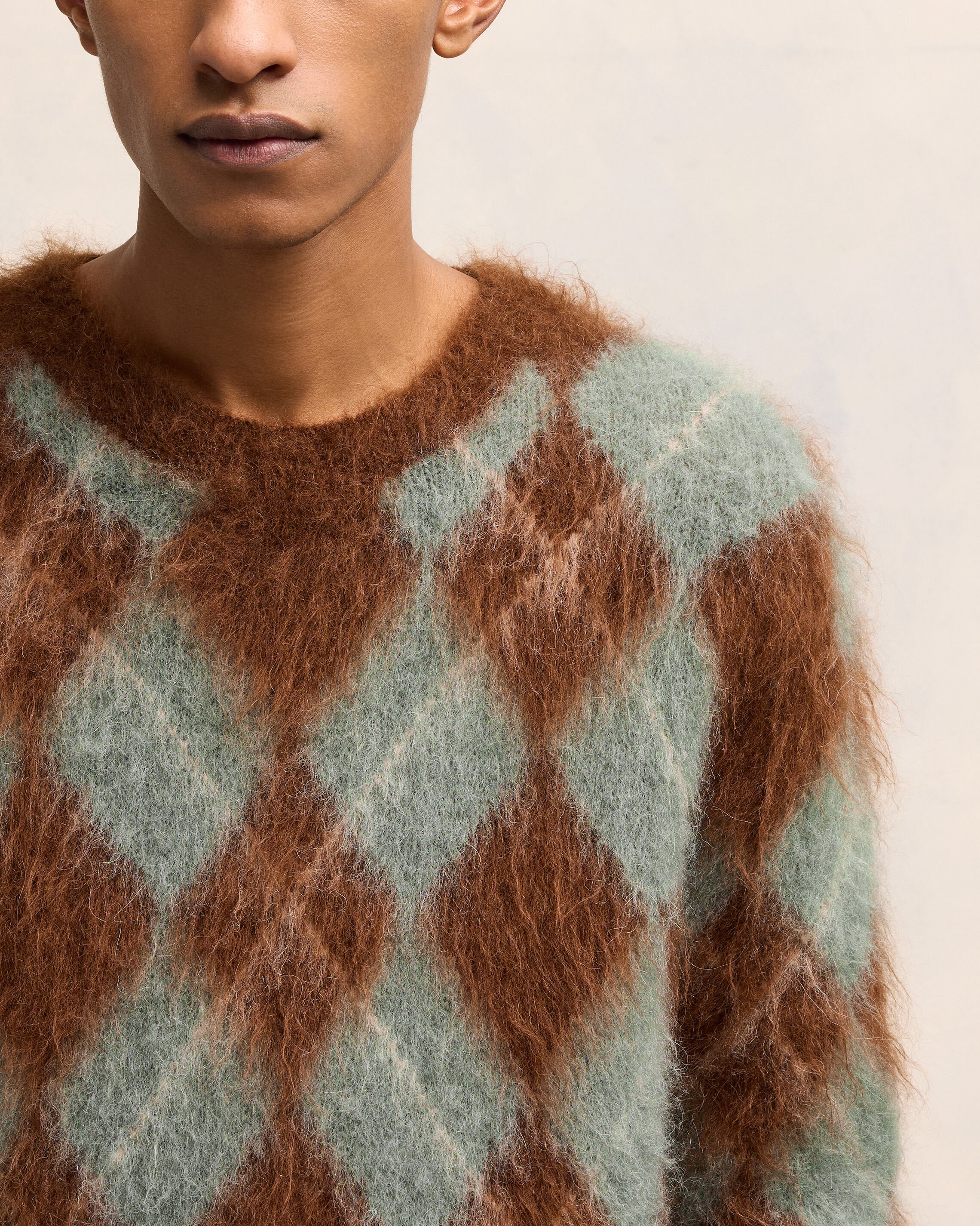Alpaca Mohair Brushed Argyle Sweater