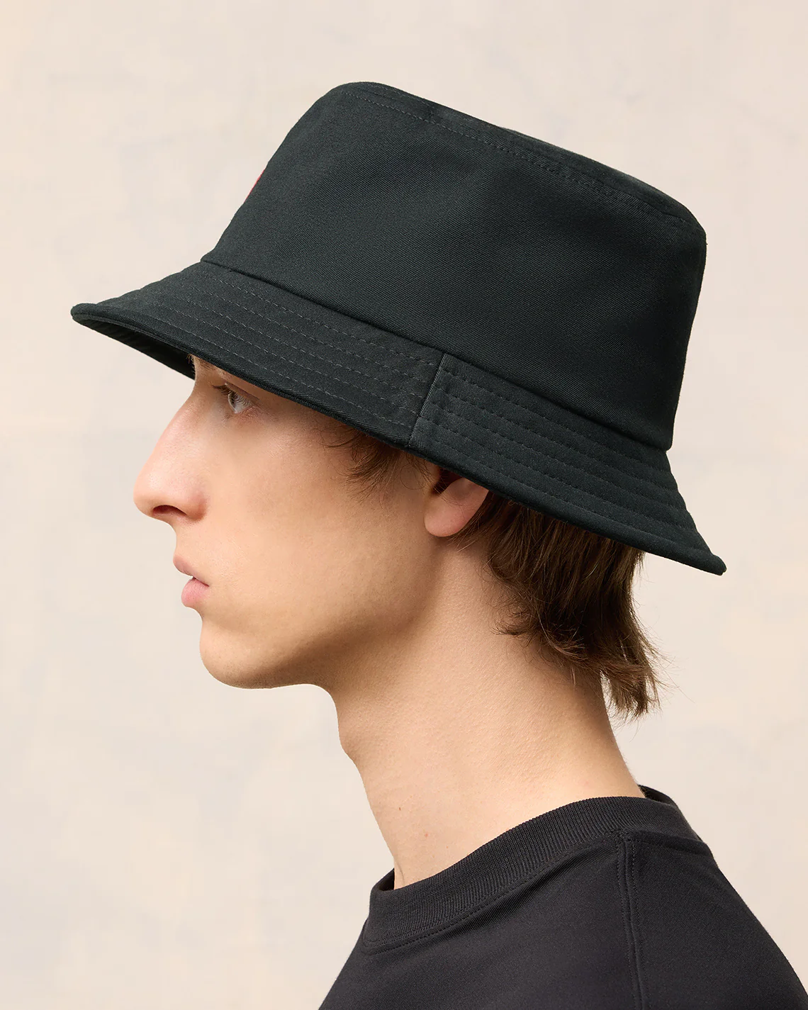 Black Cotton Ami de Coeur Embroidery Bucket Hat