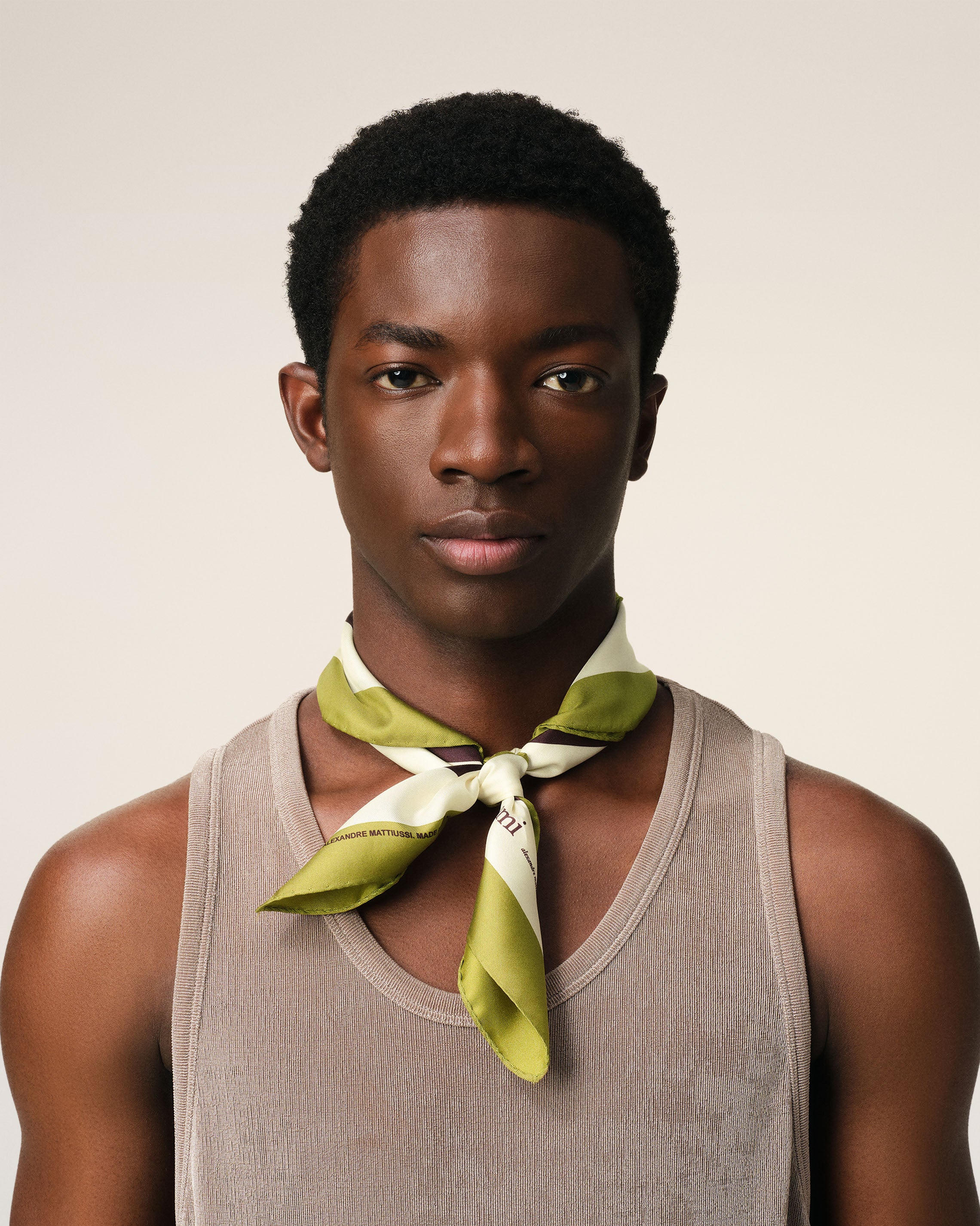 Khaki Silk Tricolor Bandana