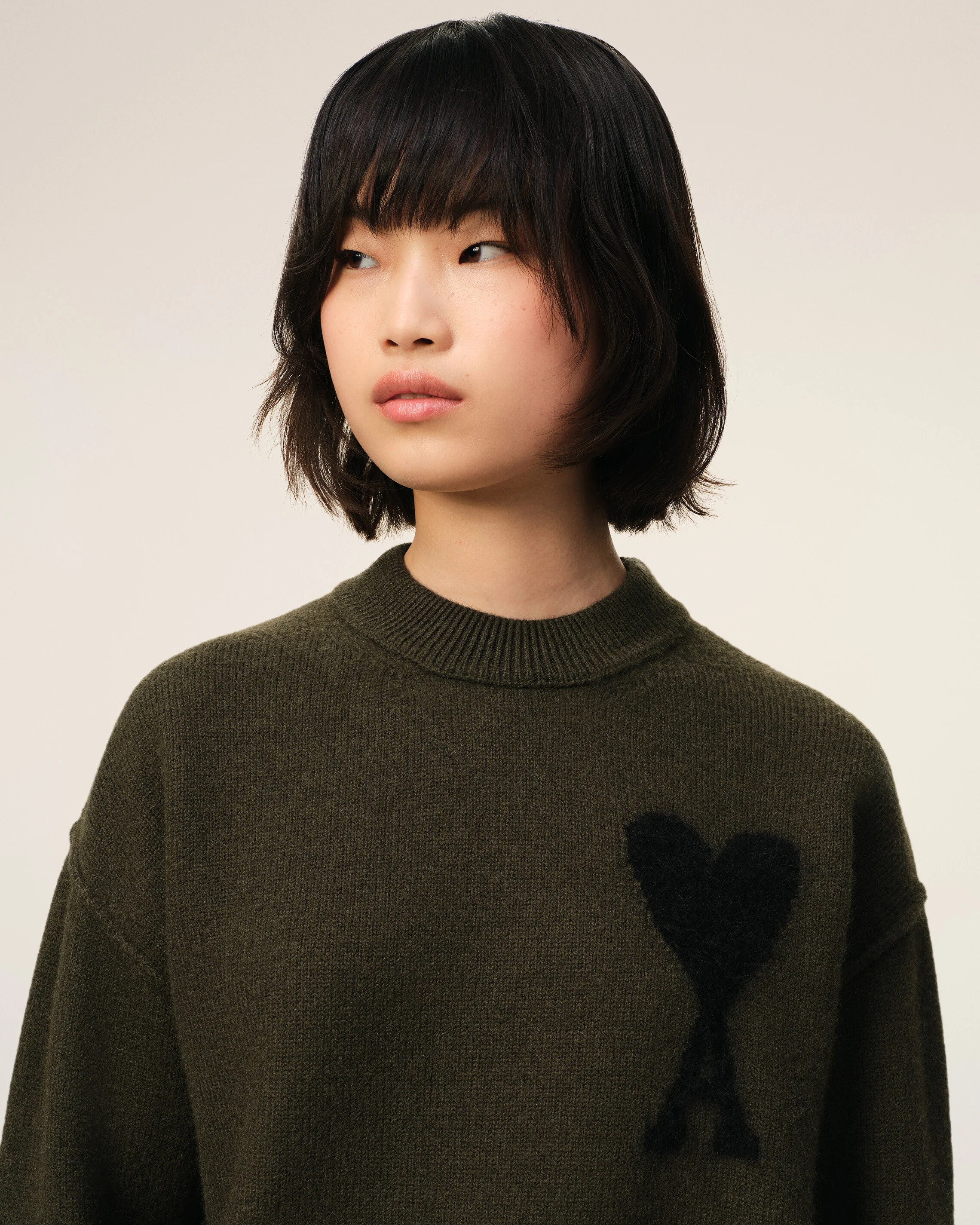 Khaki Wool Ami De Coeur Sweater