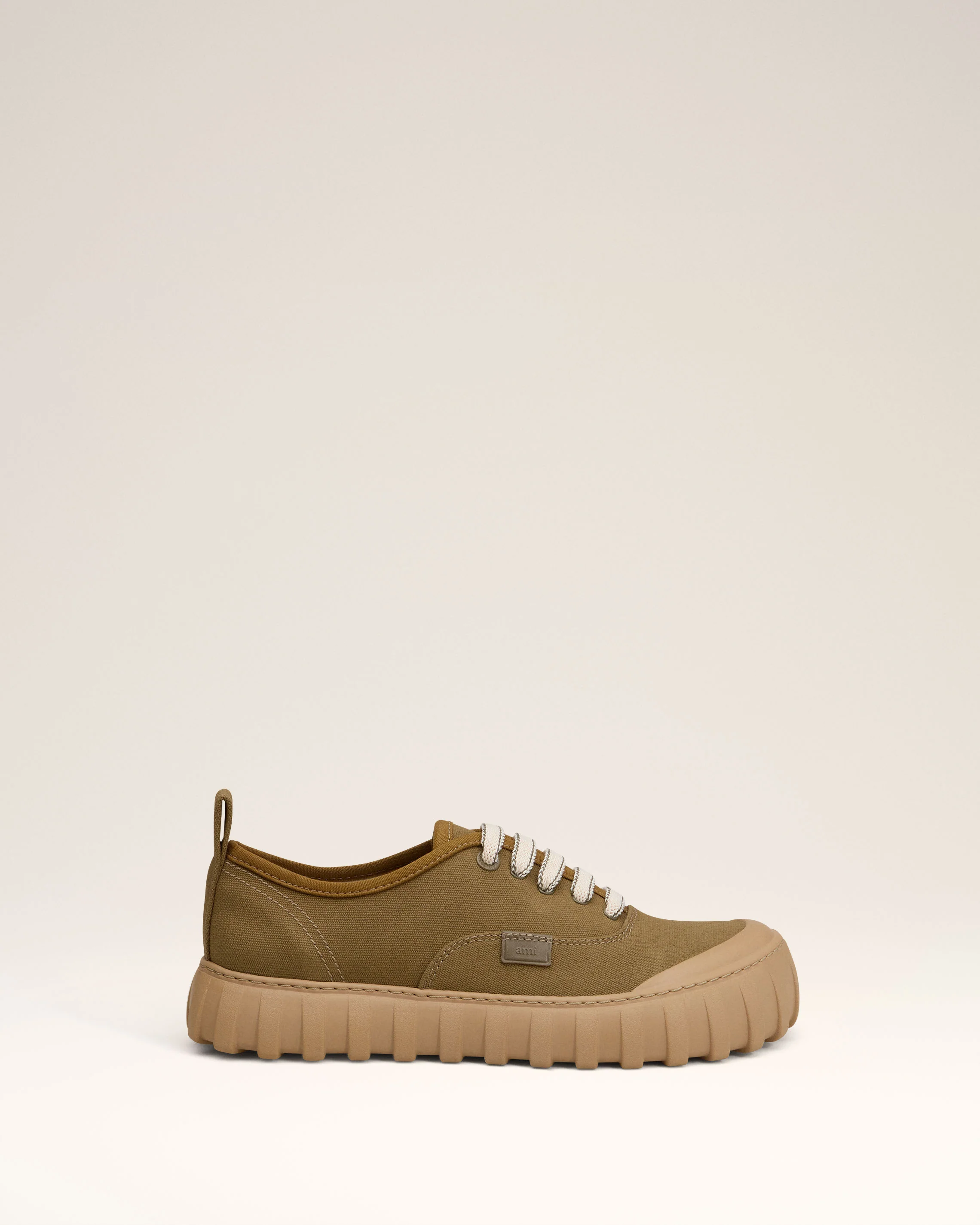 Khaki Cotton Low Top Tempo Canvas Sneakers