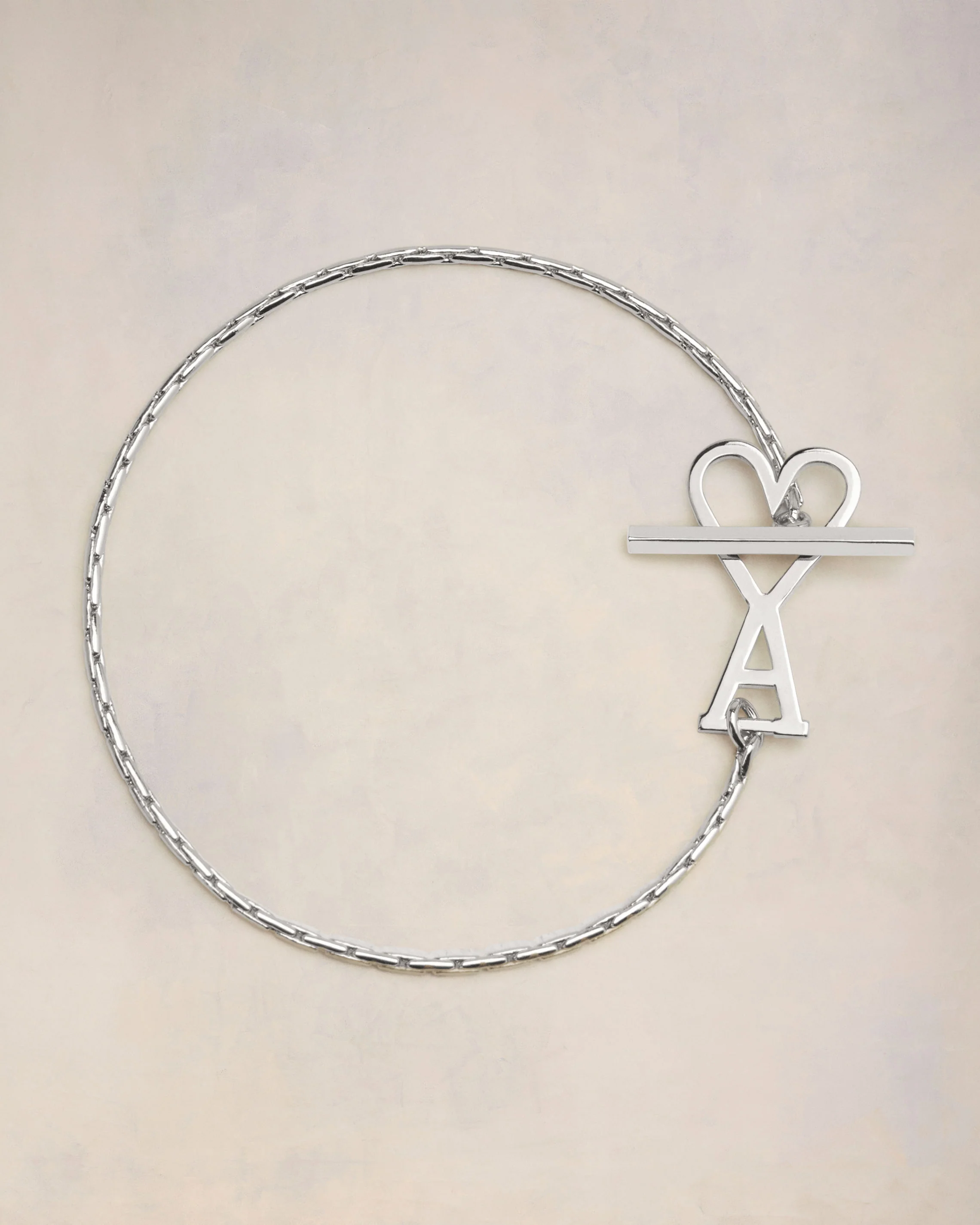 Silver Brass Ami de Coeur Chain Bracelet