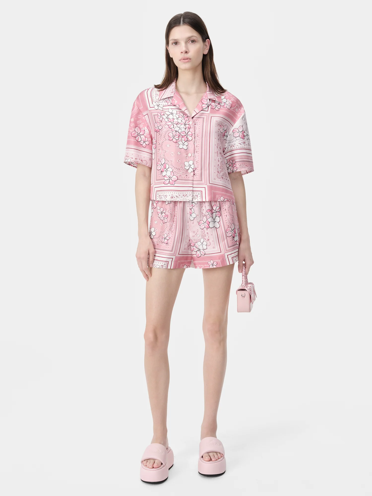 WOMEN - WOMEN'S FLORAL BANDANA BOXER SHORT - Flamingo Pink