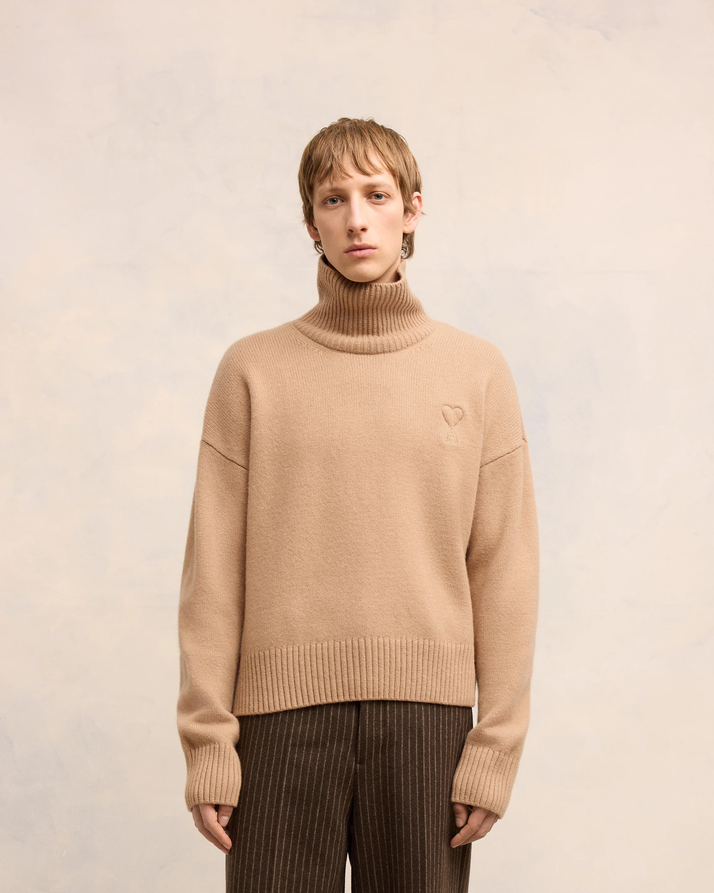 Embossed Ami de Coeur Funnel Neck Sweater