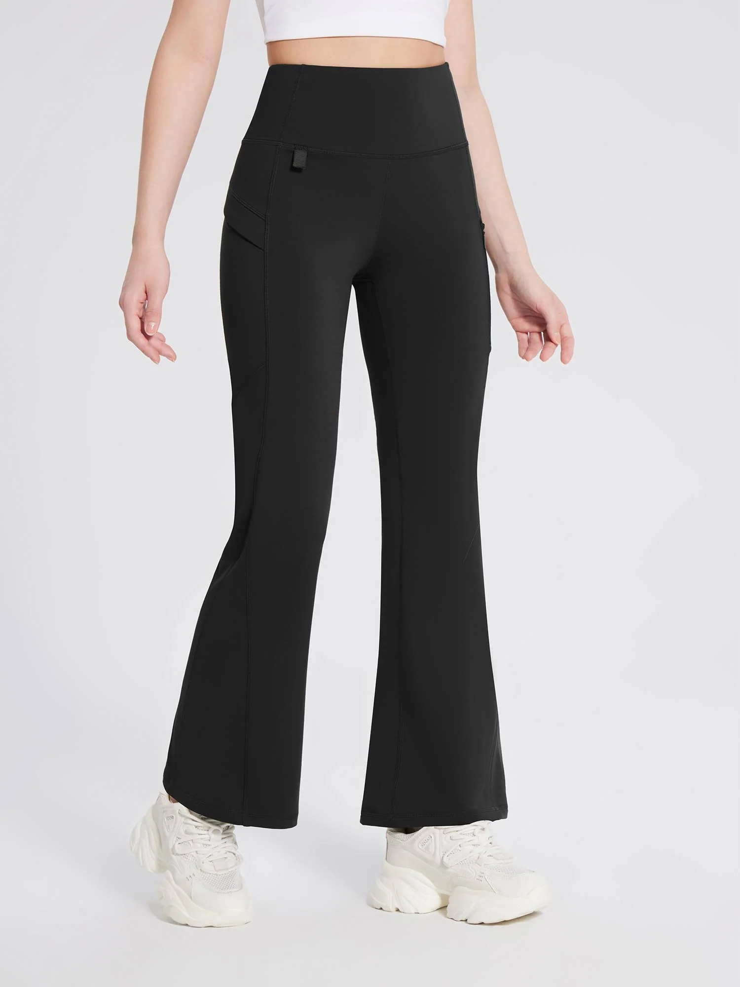 Laureate Fleece-Lined Zip Pocket Compression Flare Pants