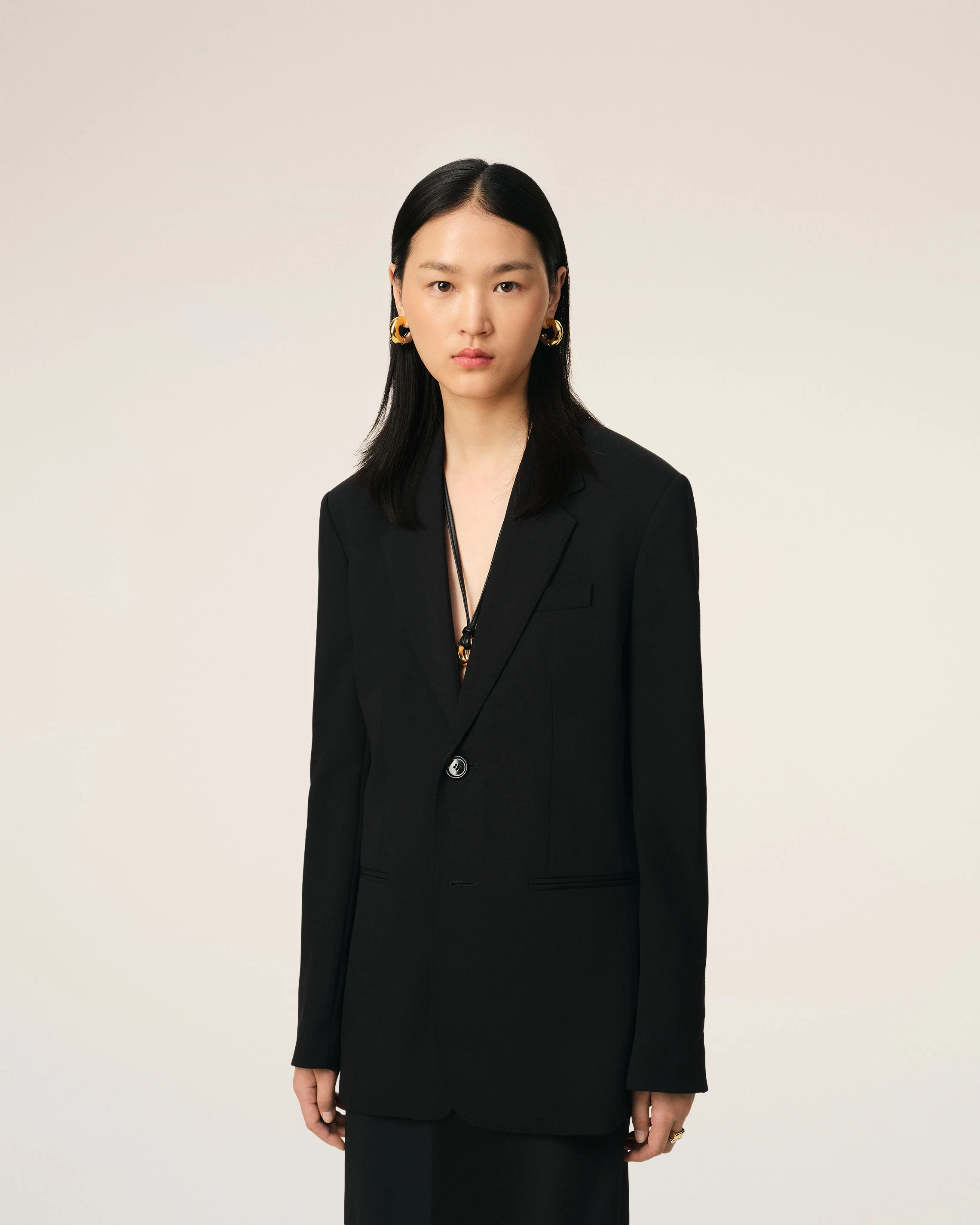 Black Wool Semi-Lined Jacket