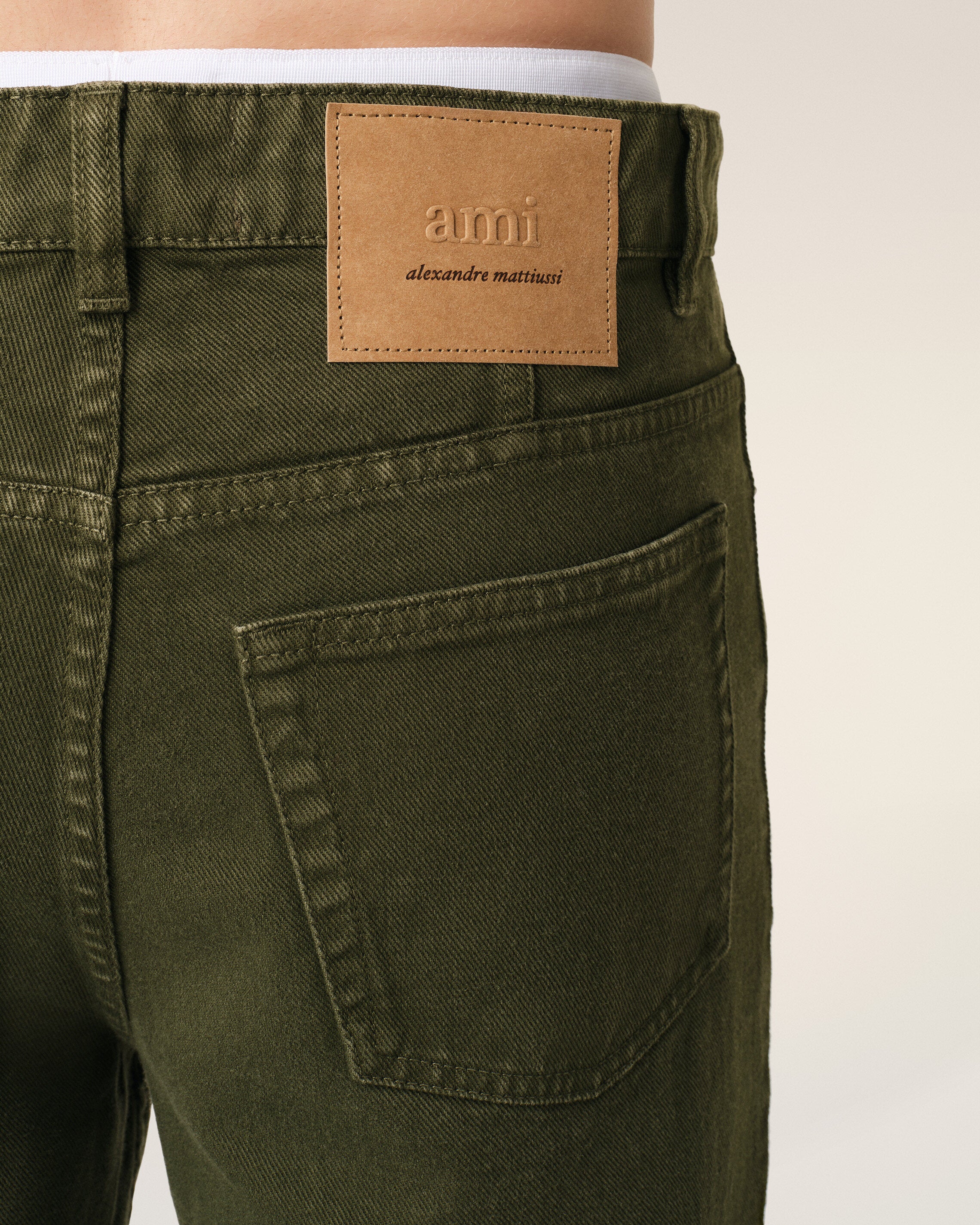 Green Cotton Tapered Fit Jeans