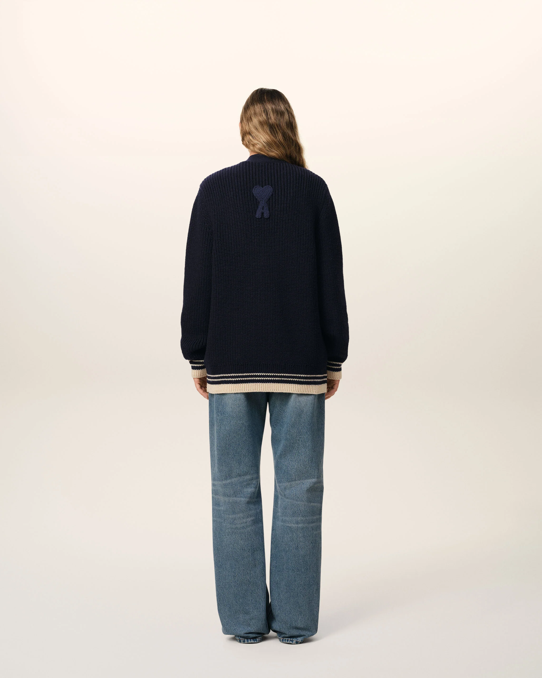 Navy Wool Ribbed Sweater