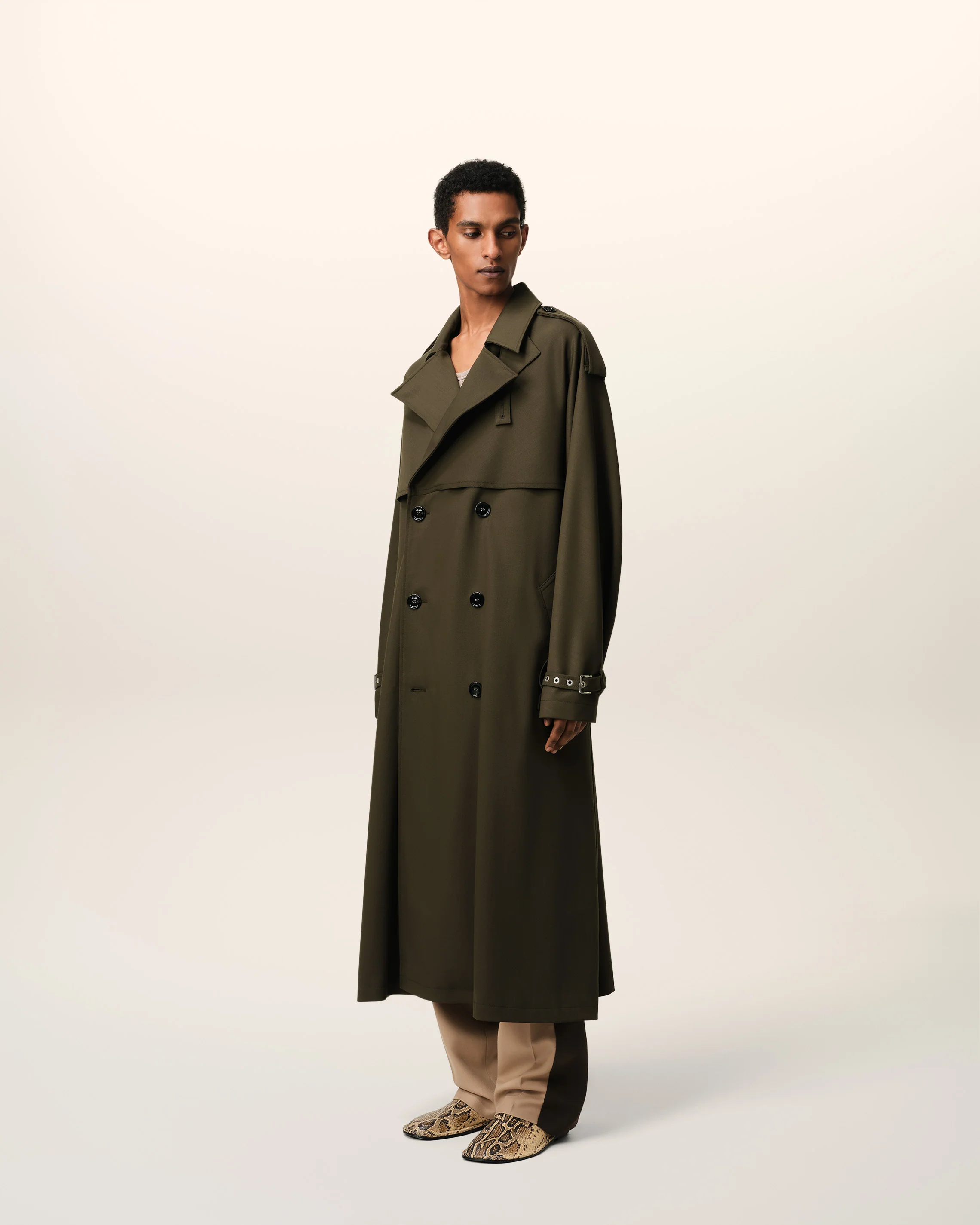 Green Wool Trench Coat