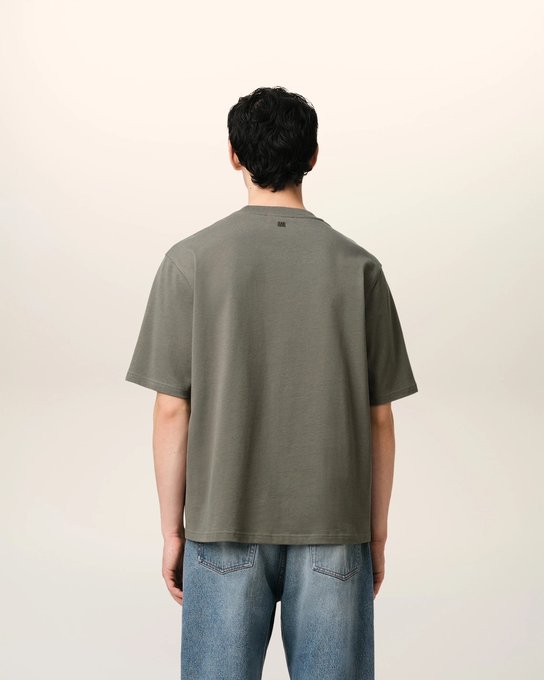 Taupe Cotton Tonal Ami de Coeur T-Shirt