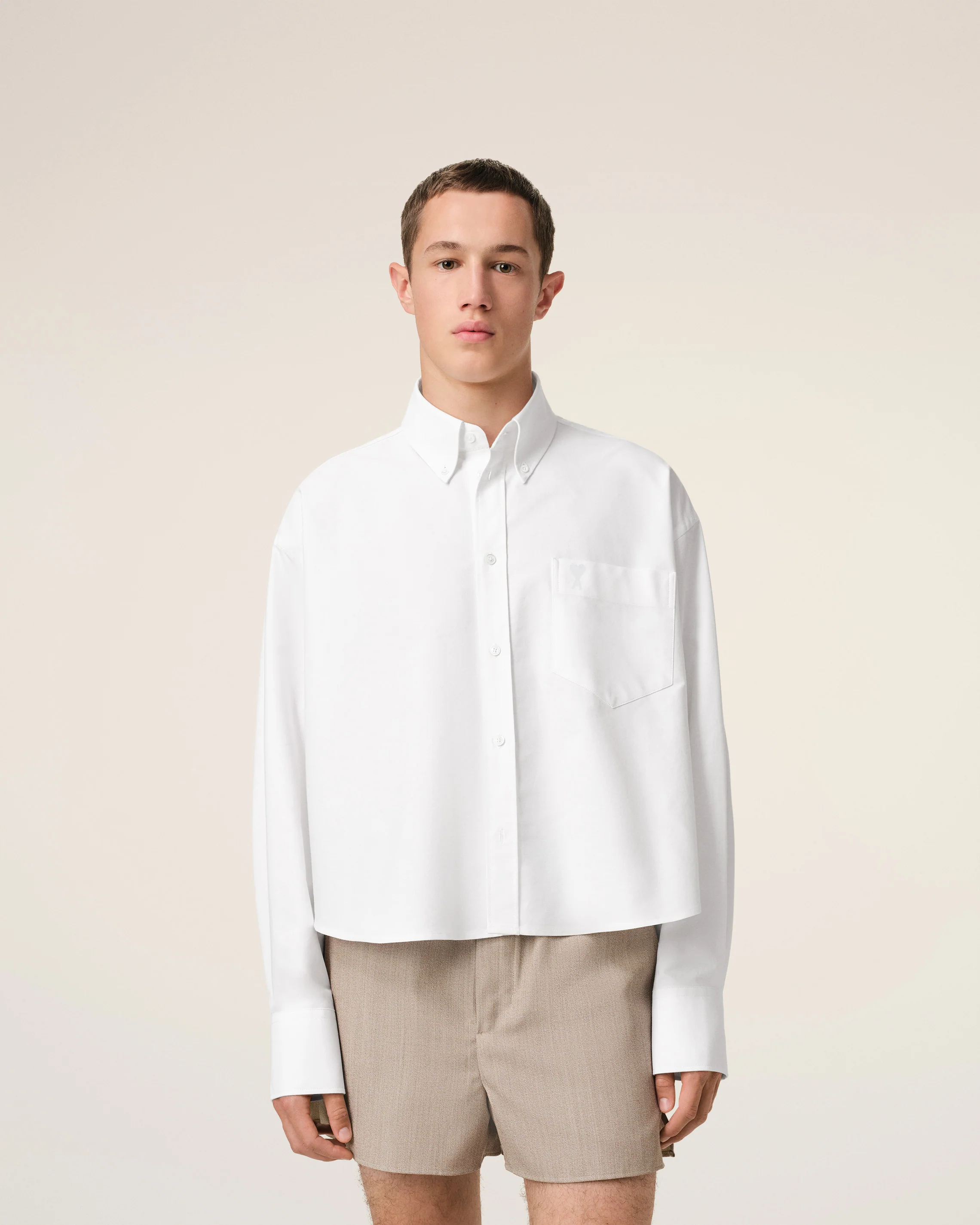White Cotton Cropped Oversized Shirt