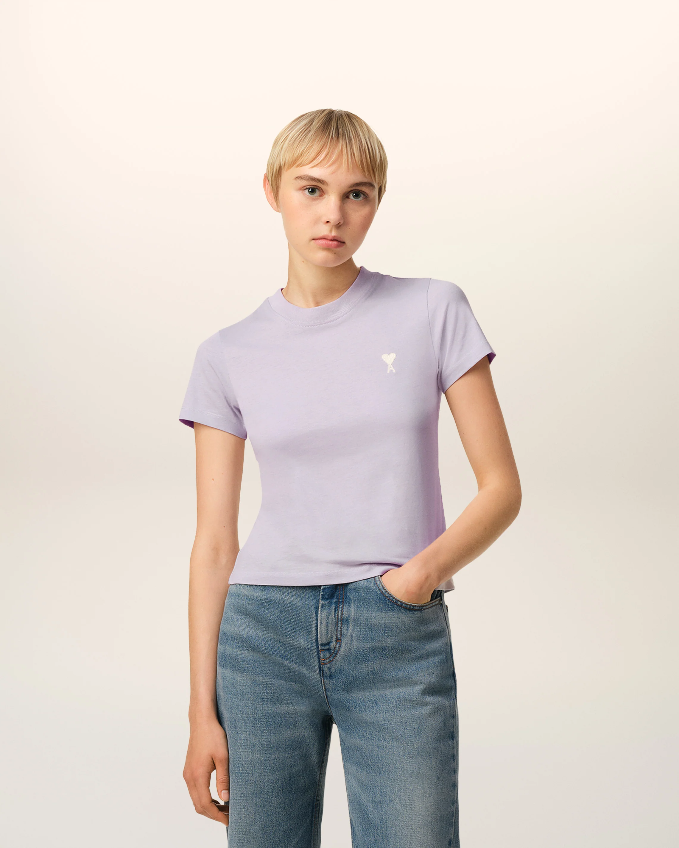 Purple Cotton Cropped T-Shirt