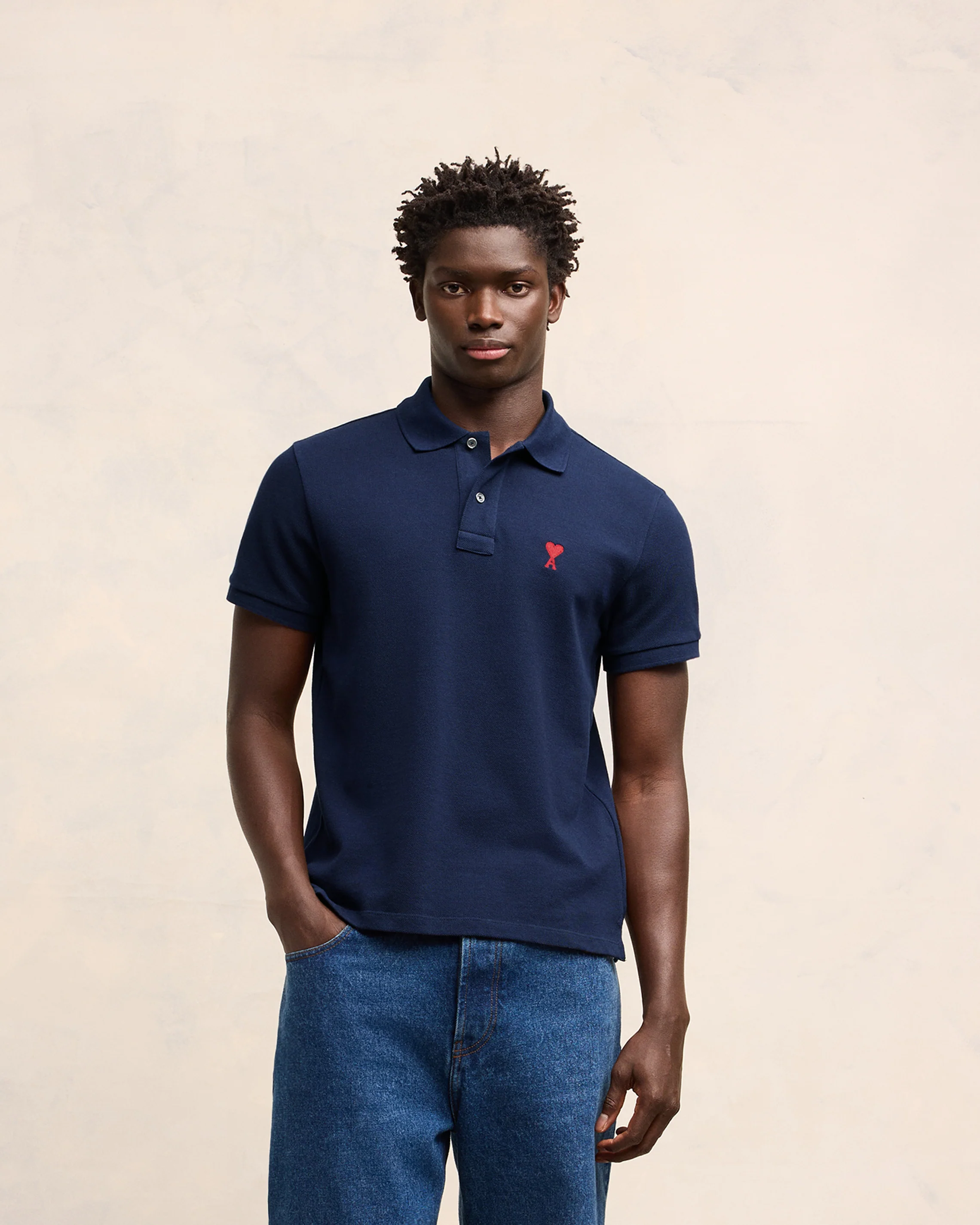 Navy Cotton Ami de Coeur Polo Shirt