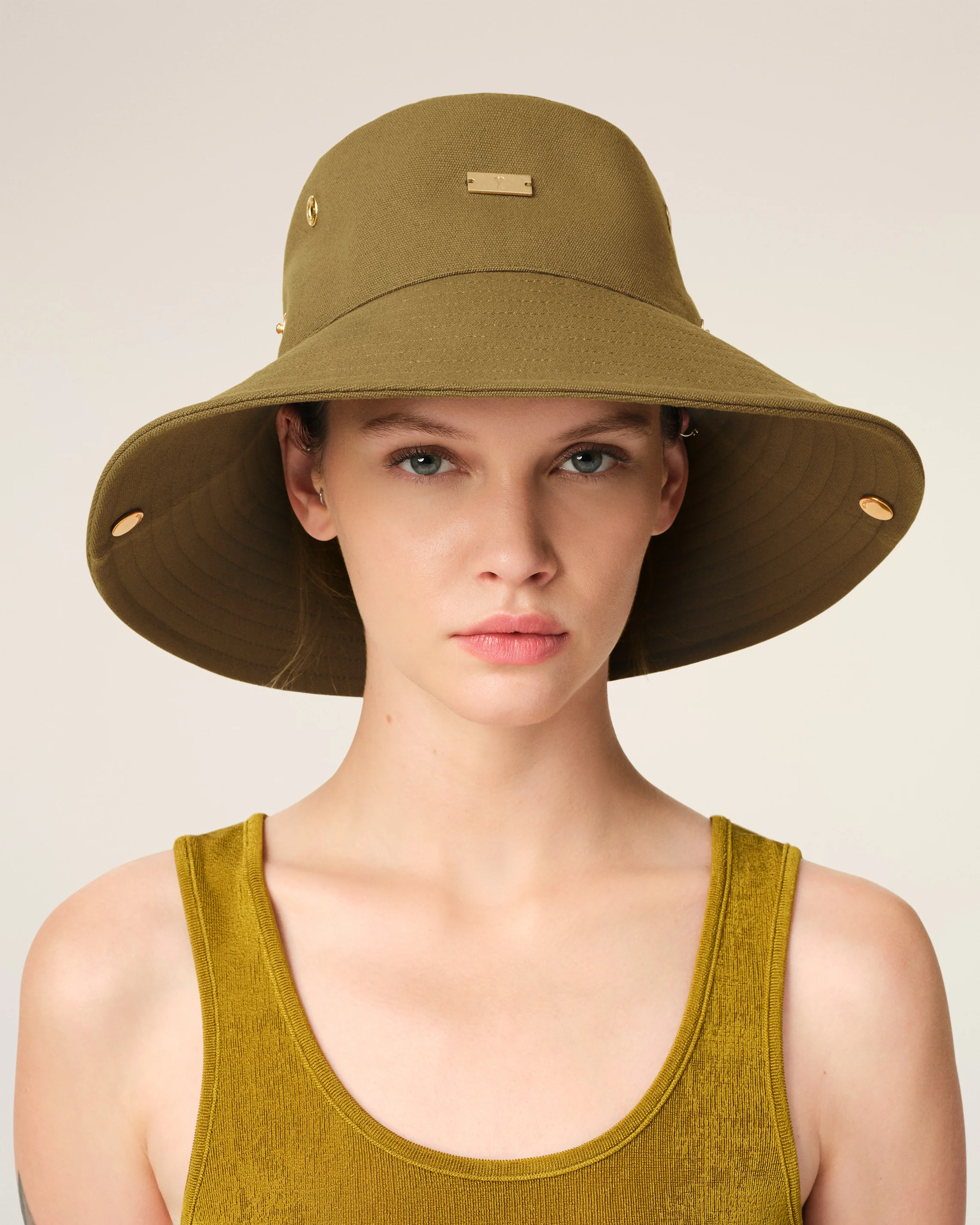 Khaki Cotton Ami de Coeur Plate Hat