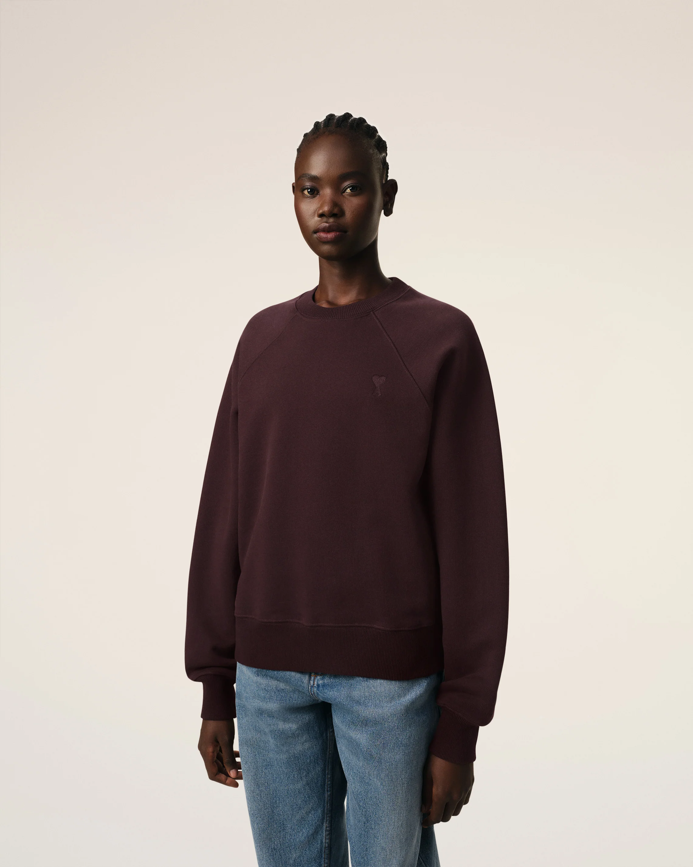 Burgundy Cotton Tonal Ami de Coeur Sweatshirt
